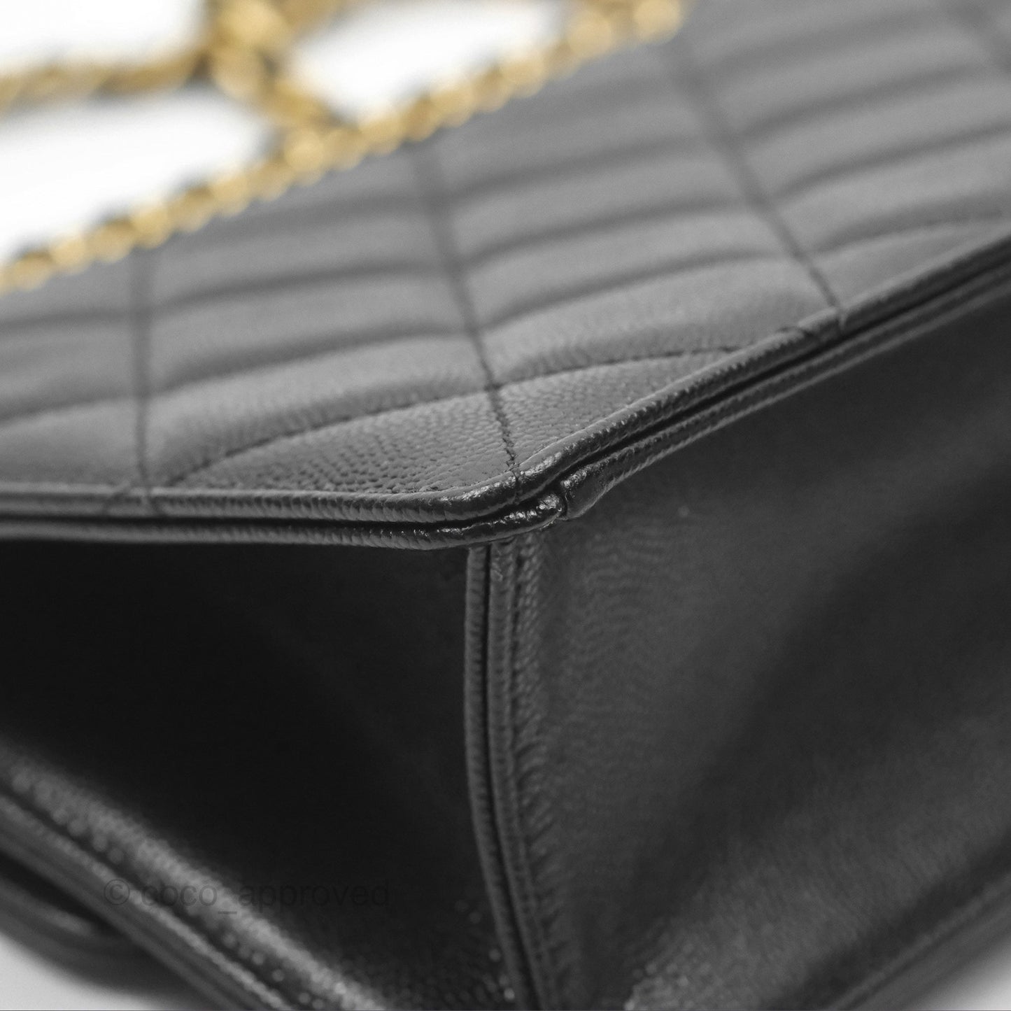 Chanel Chain Flap Bag Black Caviar Aged Gold Hardware 23A