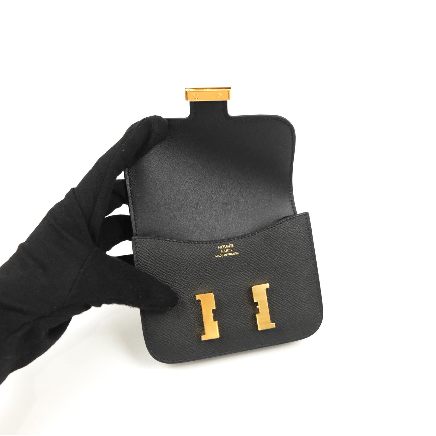 Hermès Constance Slim Wallet Black Epsom Gold Hardware