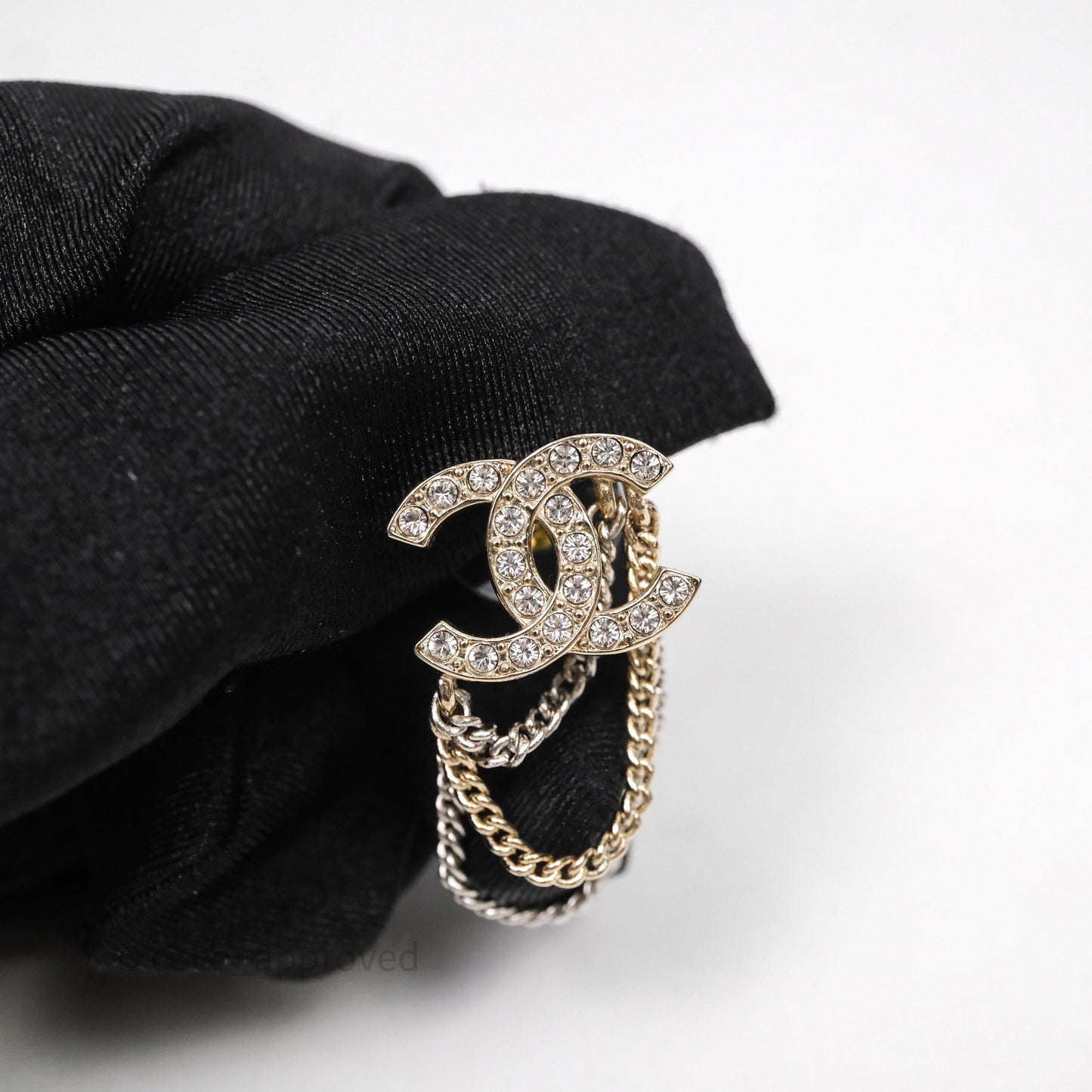 Chanel Crystal CC Chain Pendant Earrings 21B