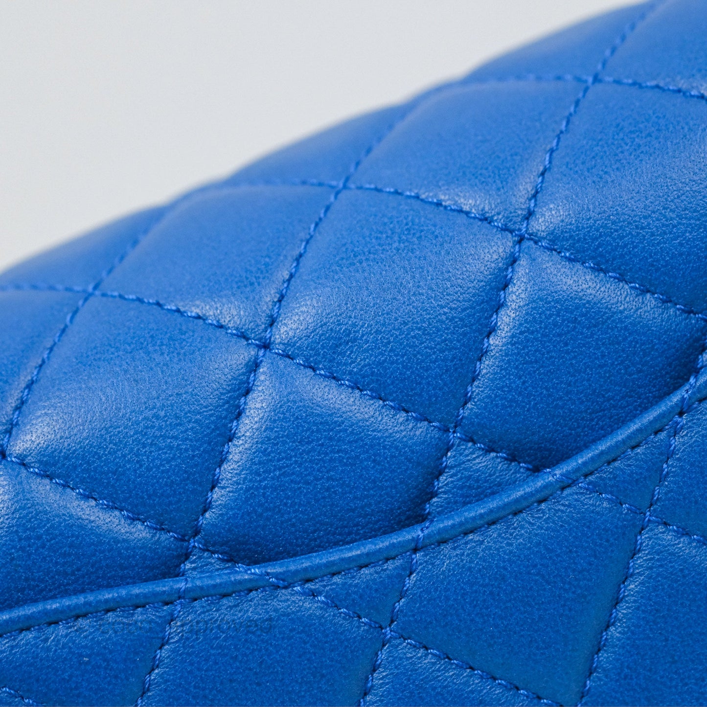 Chanel Pearl Crush Mini Square Quilted Blue Lambskin Aged Gold Hardware