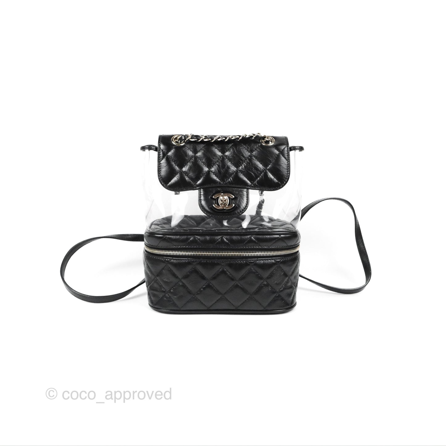 Chanel Aquarium PVC Backpack Black Crumpled Calfskin Silver Hardware