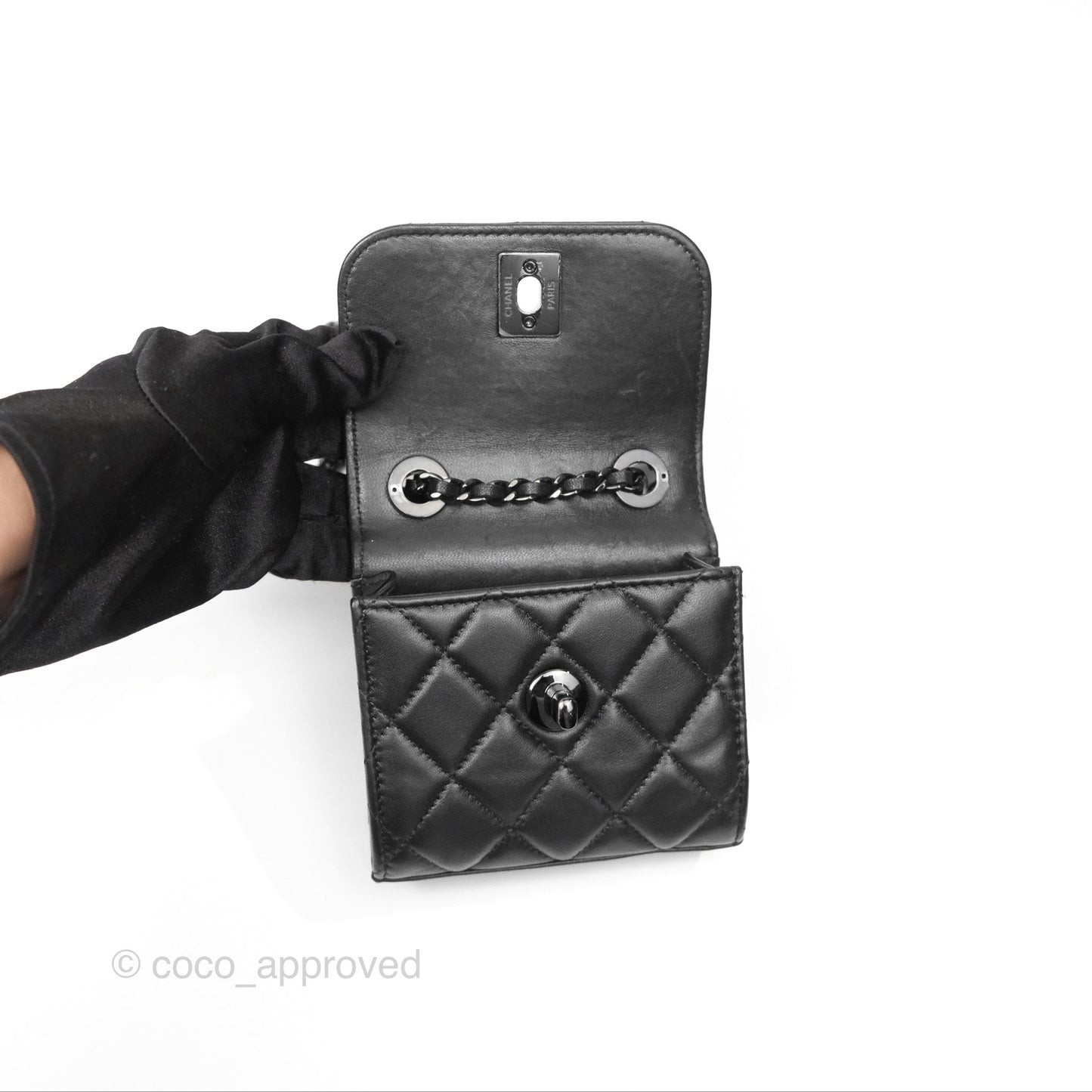 Chanel Mini Trendy CC Clutch With Chain Quilted So Black Lambskin