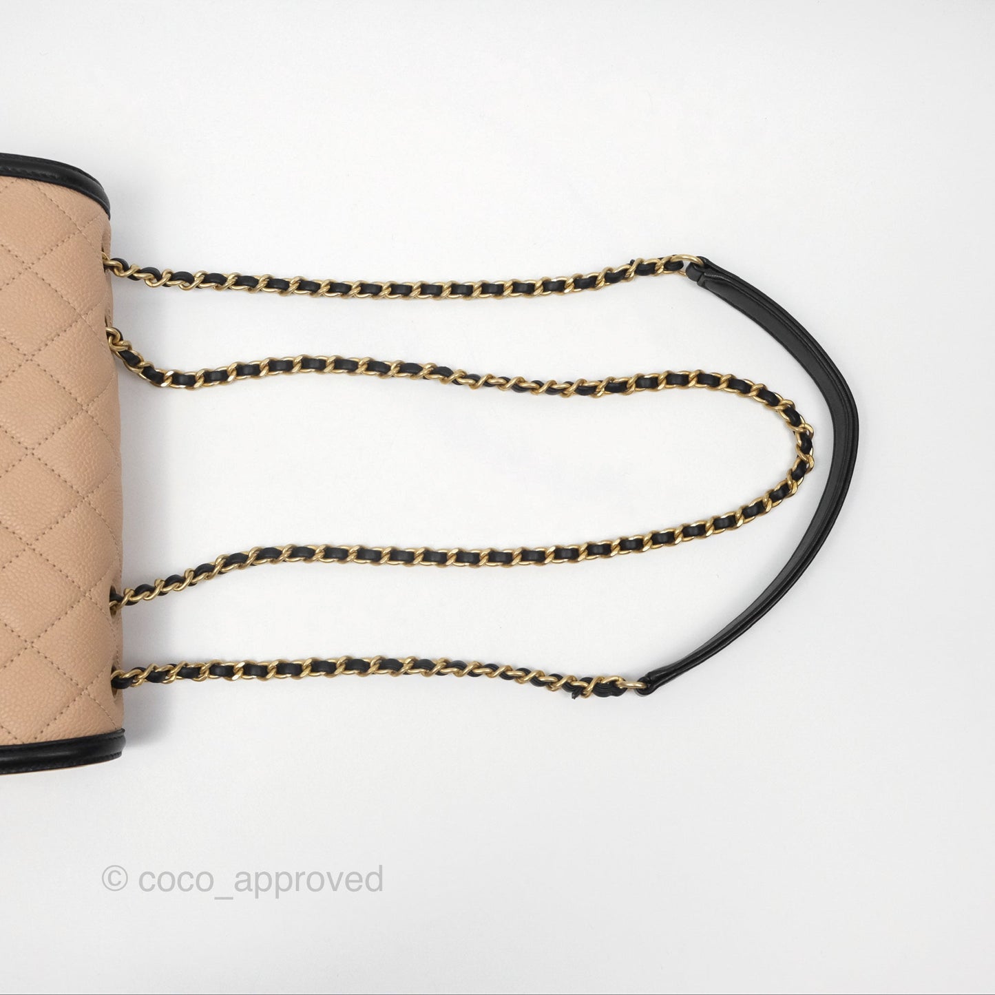 Chanel Quilted Small CC Filigree Flap Beige Black Caviar