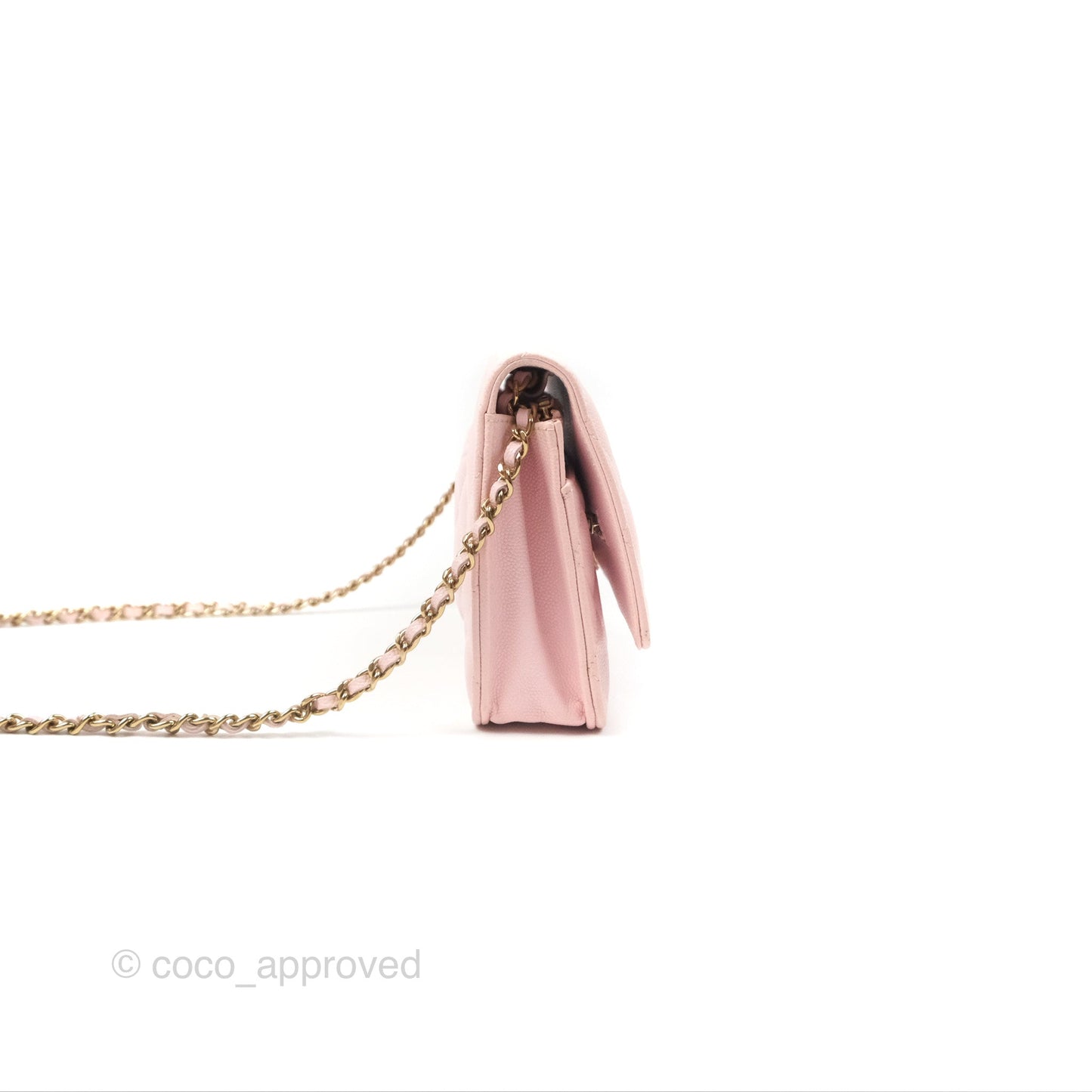 Chanel Quilted Classic Wallet on Chain WOC Pink Caviar Gold Hardware