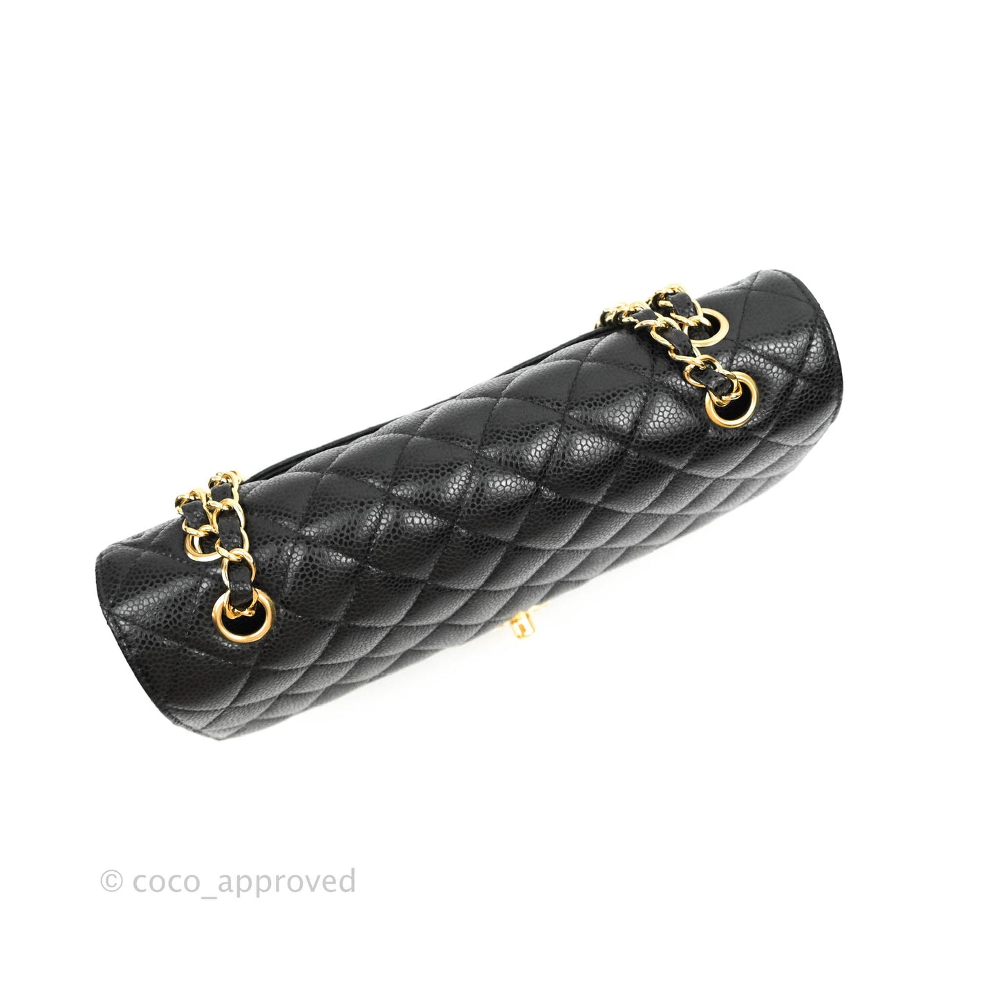 Chanel Quilted M/L Medium Double Flap Black Caviar Gold Hardware