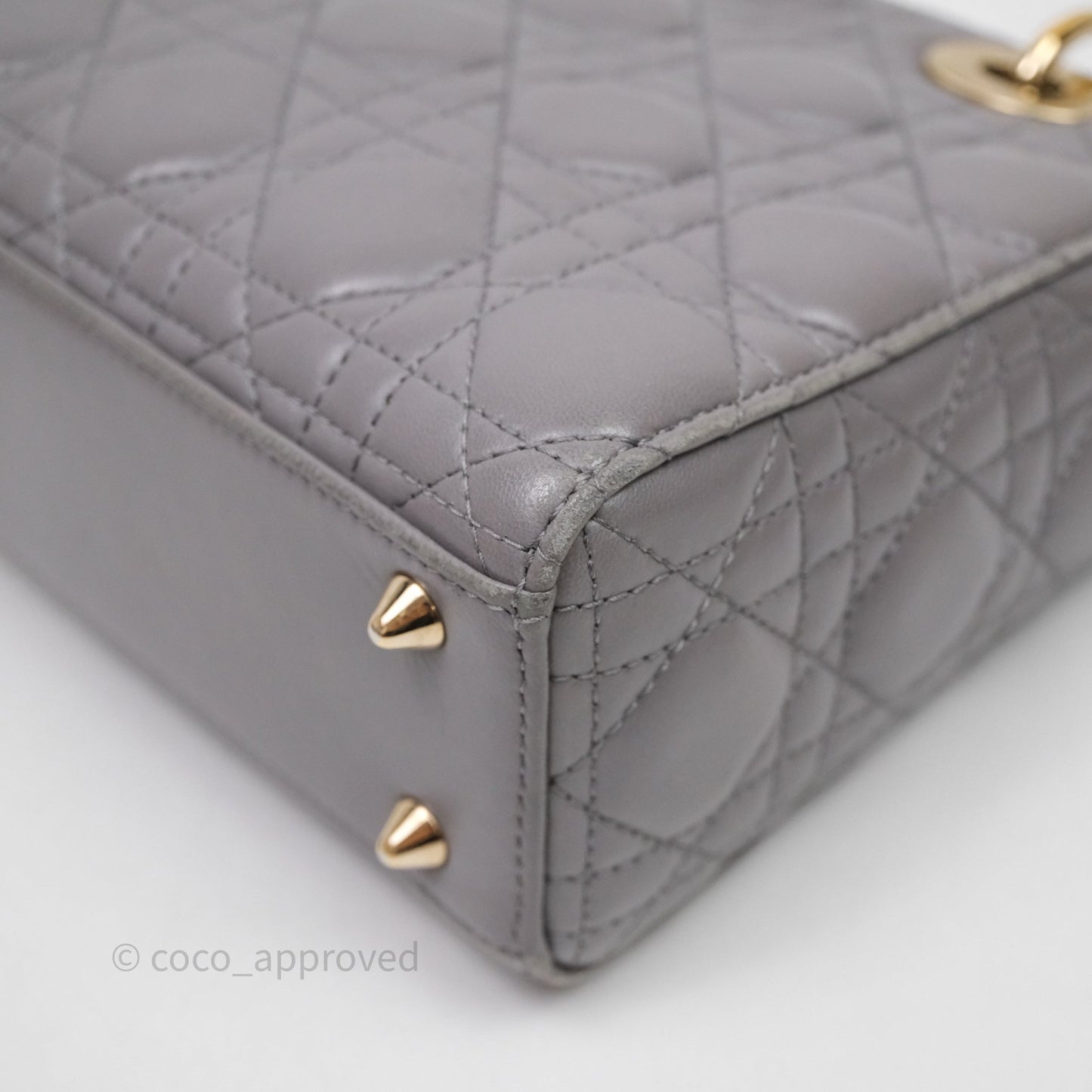Christian Dior Small Lady Dior My ABCDior Bag Stone Gray Cannage Lambskin