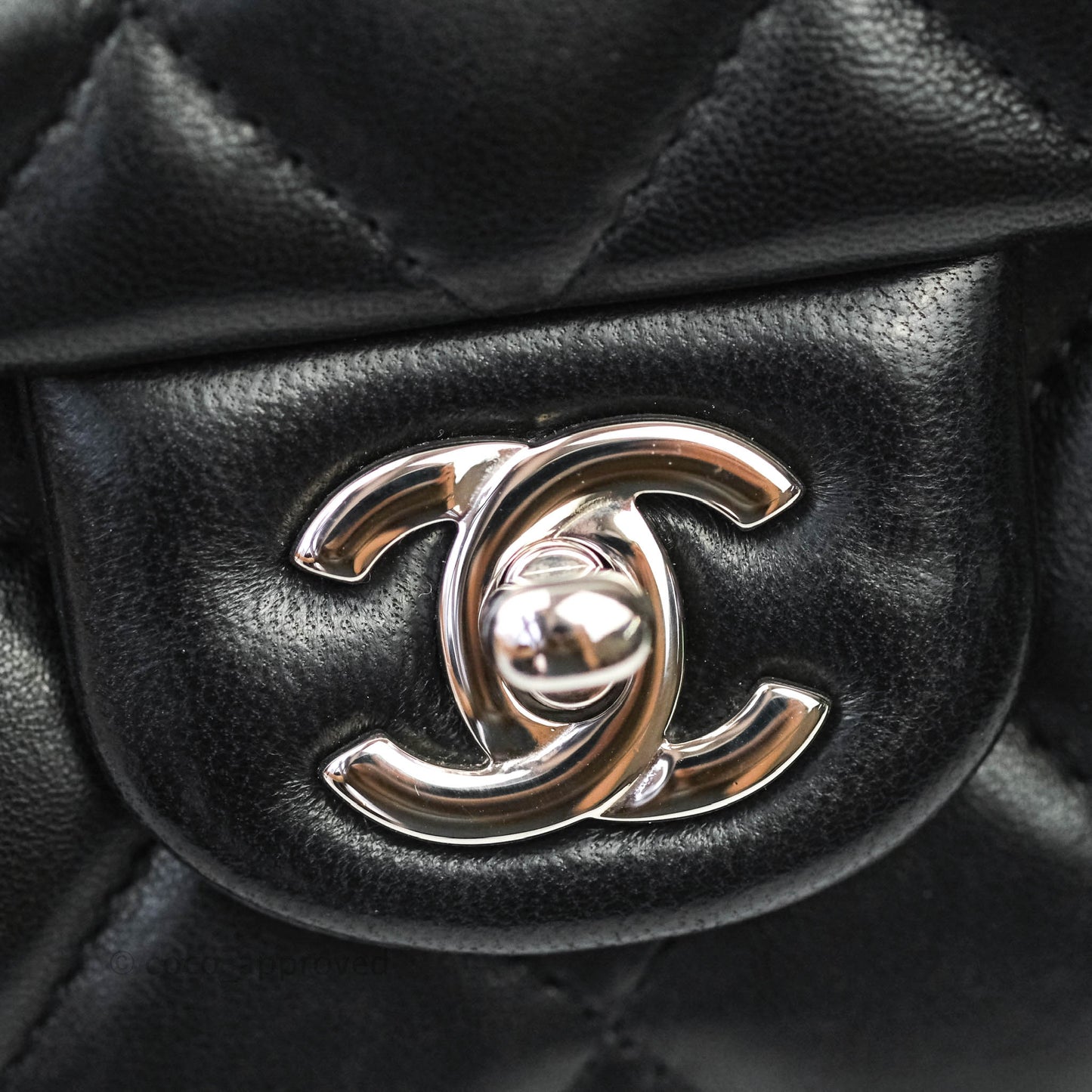 Chanel Quilted Clutch with Chain Lambskin Black Silver Hardware