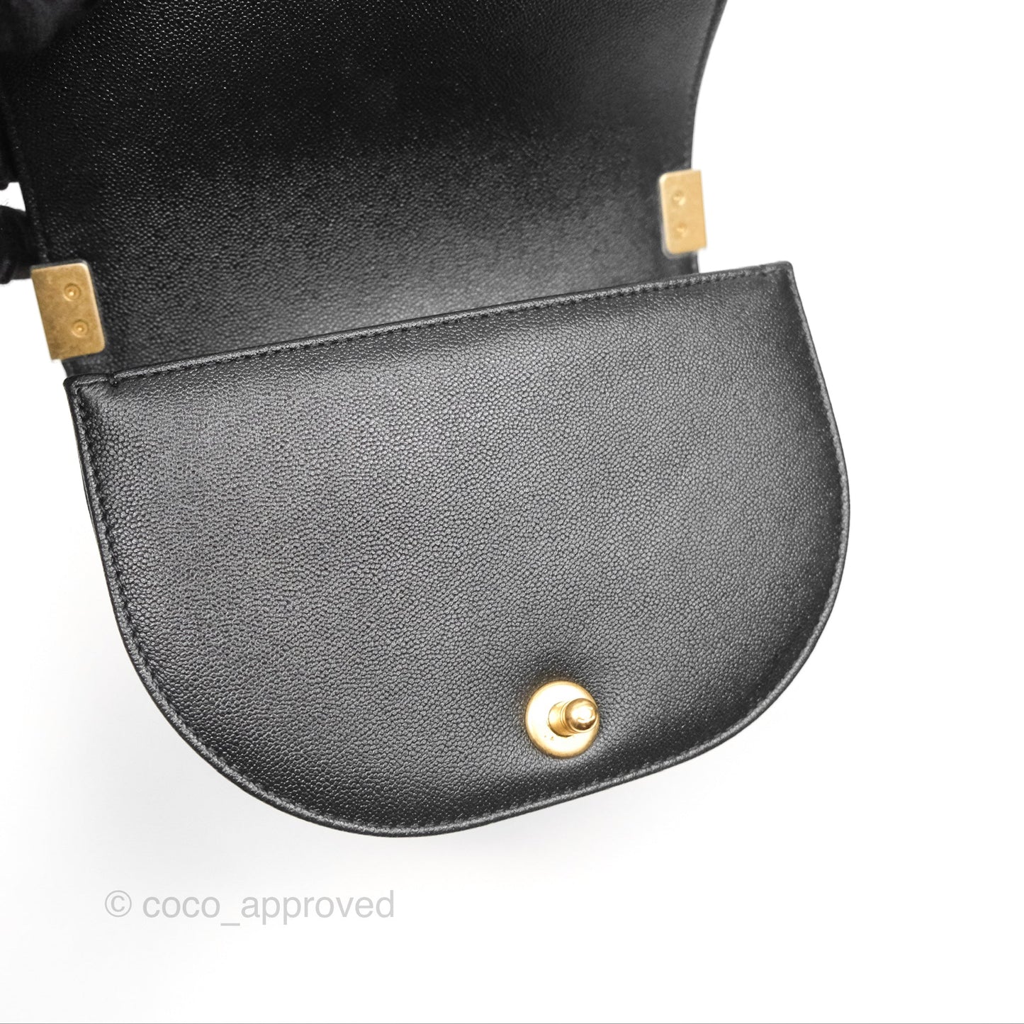 Chanel Boy Messenger Bag Black Caviar Aged Gold Hardware