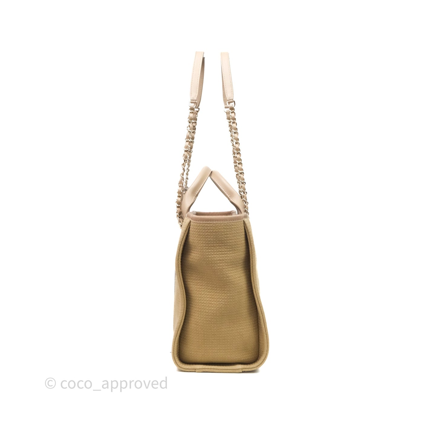 Chanel New Small Canvas Deauville Tote Beige Silver Hardware