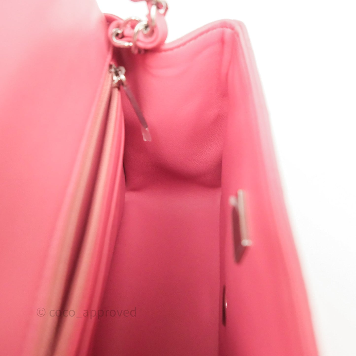 Chanel Mini Square Flap Quilted Pink Lambskin Silver Hardware