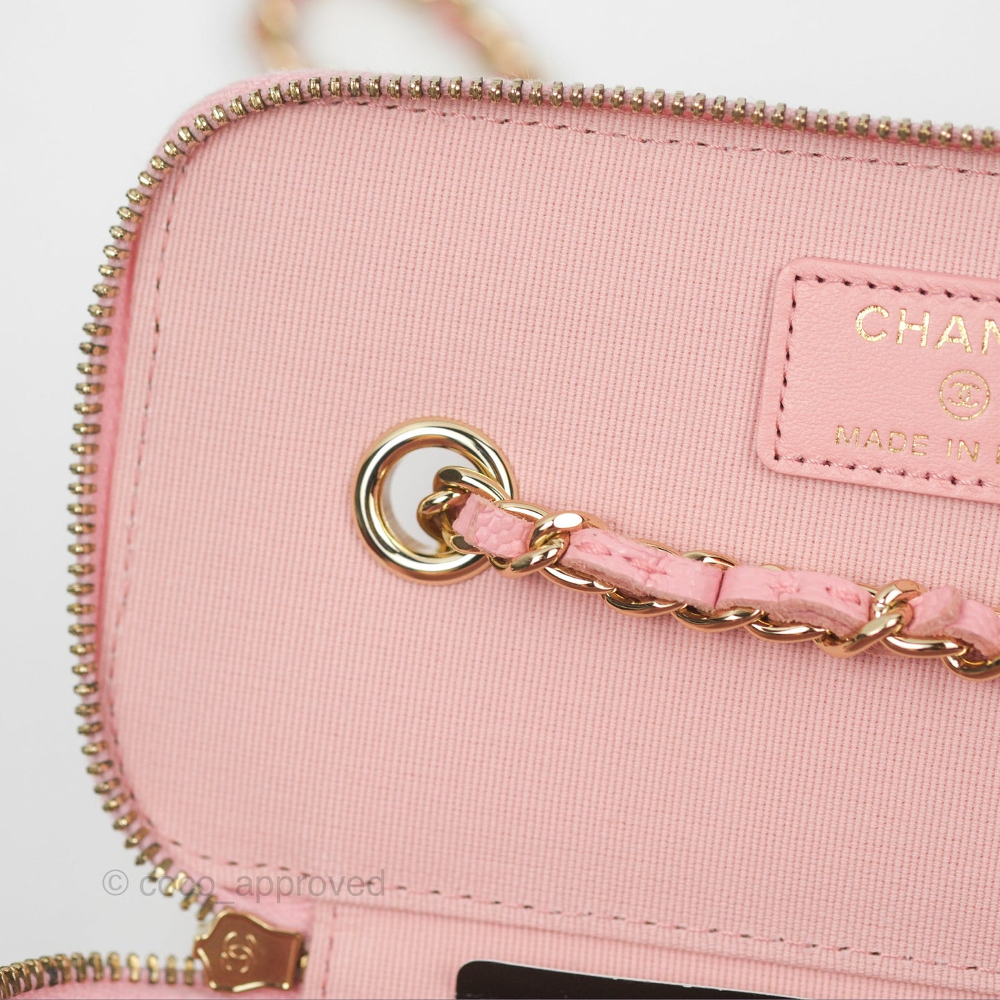 Chanel Classic Vanity With Chain Pink Caviar Gold Hardware