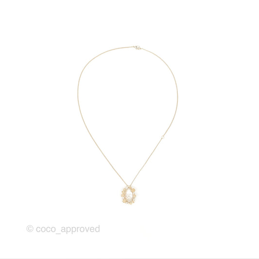 Chanel Oval Pearl CC Crystal Camellia Necklace Gold Tone 22C
