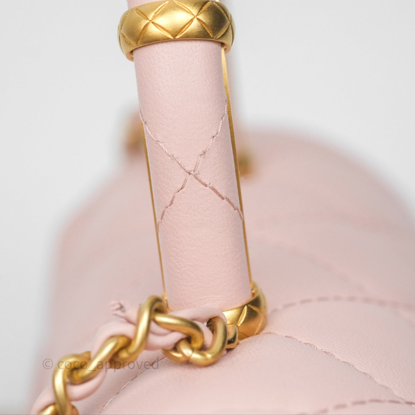 Chanel Top Handle Flap Bag Pink Lambskin Aged Gold Hardware 23S