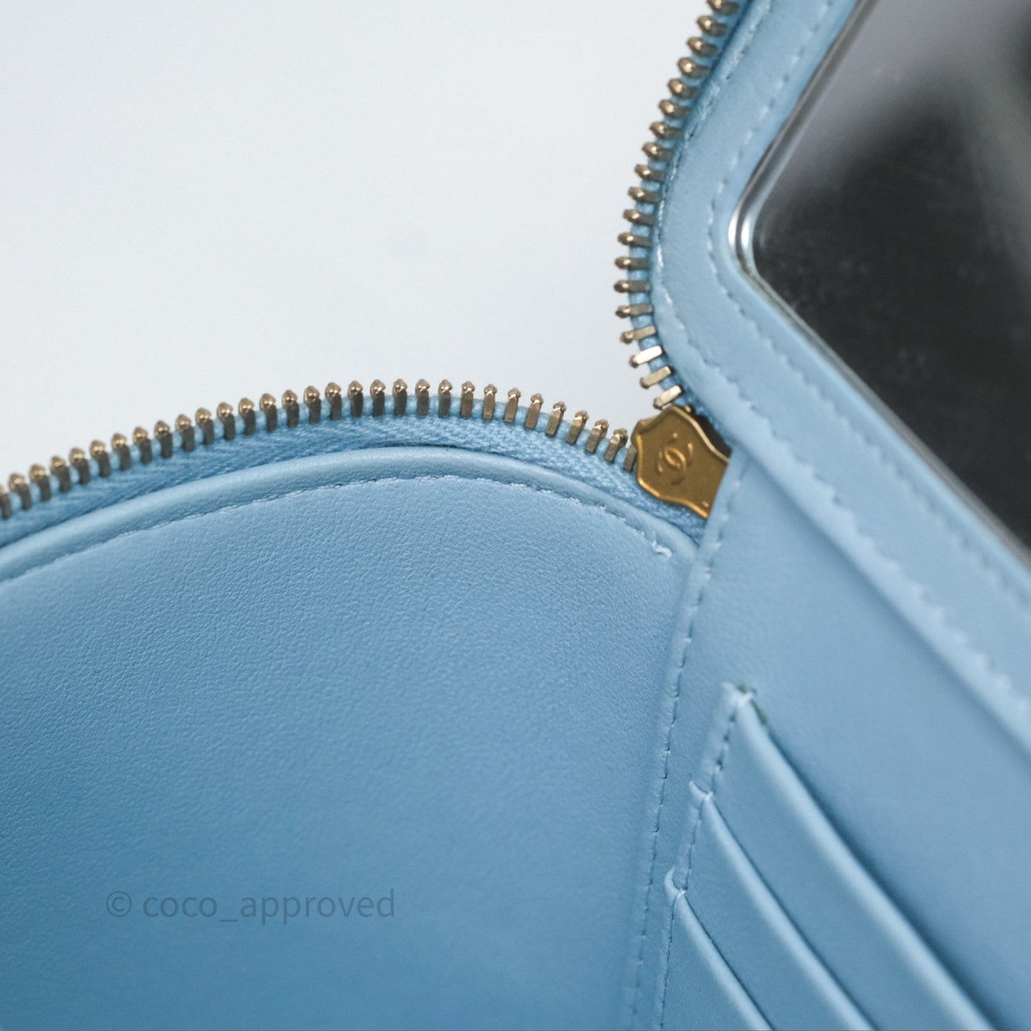 Chanel Vanity Rectangular Top Handle Blue Lambskin Gold Hardware