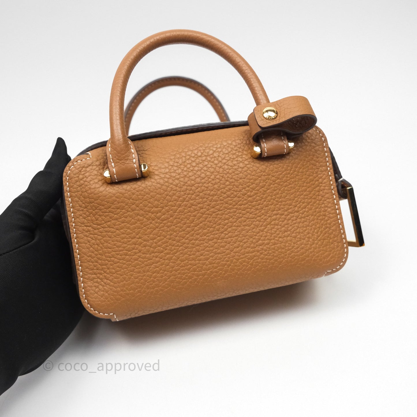 Delvaux Cool Box Nano Taurillon Soft Grained Calfskin Vegetal Ivory Gold Hardware