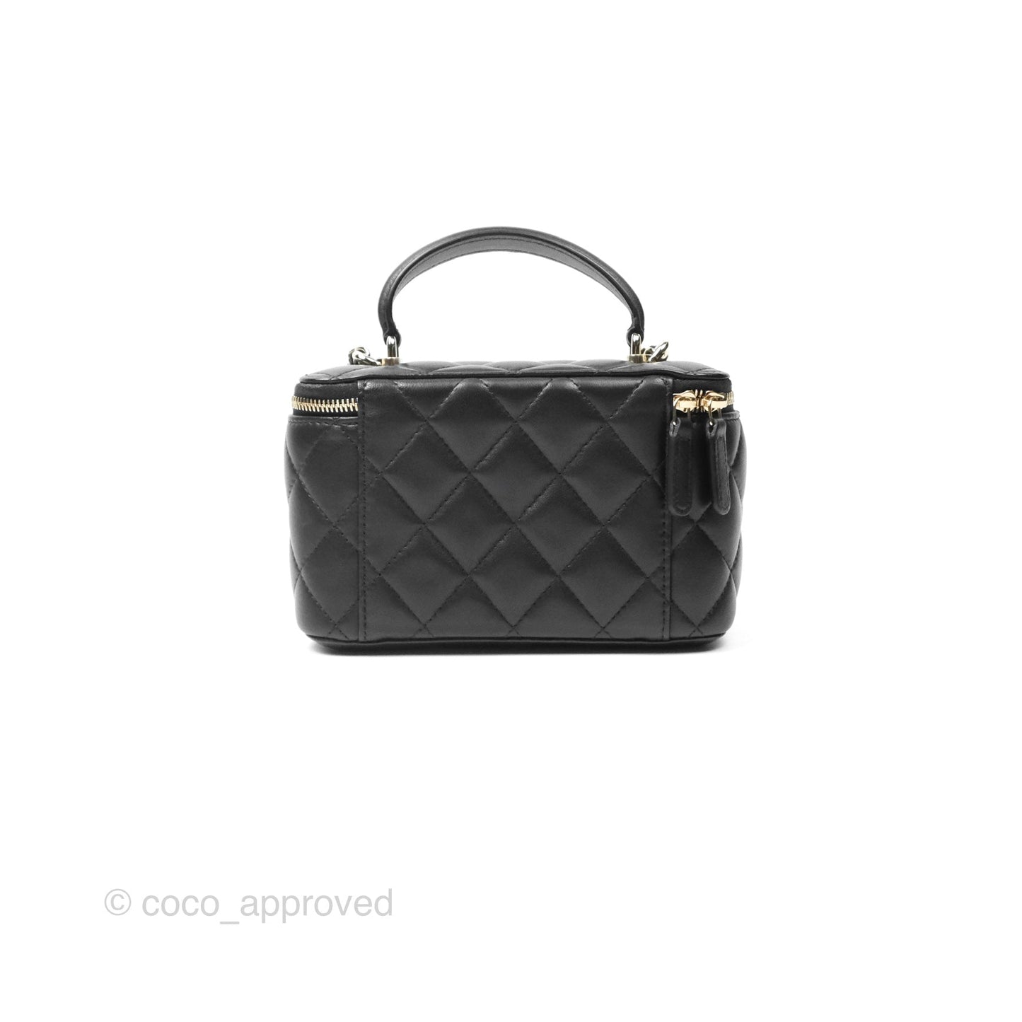 Chanel Vanity Rectangular Top Handle Black Lambskin Gold Hardware