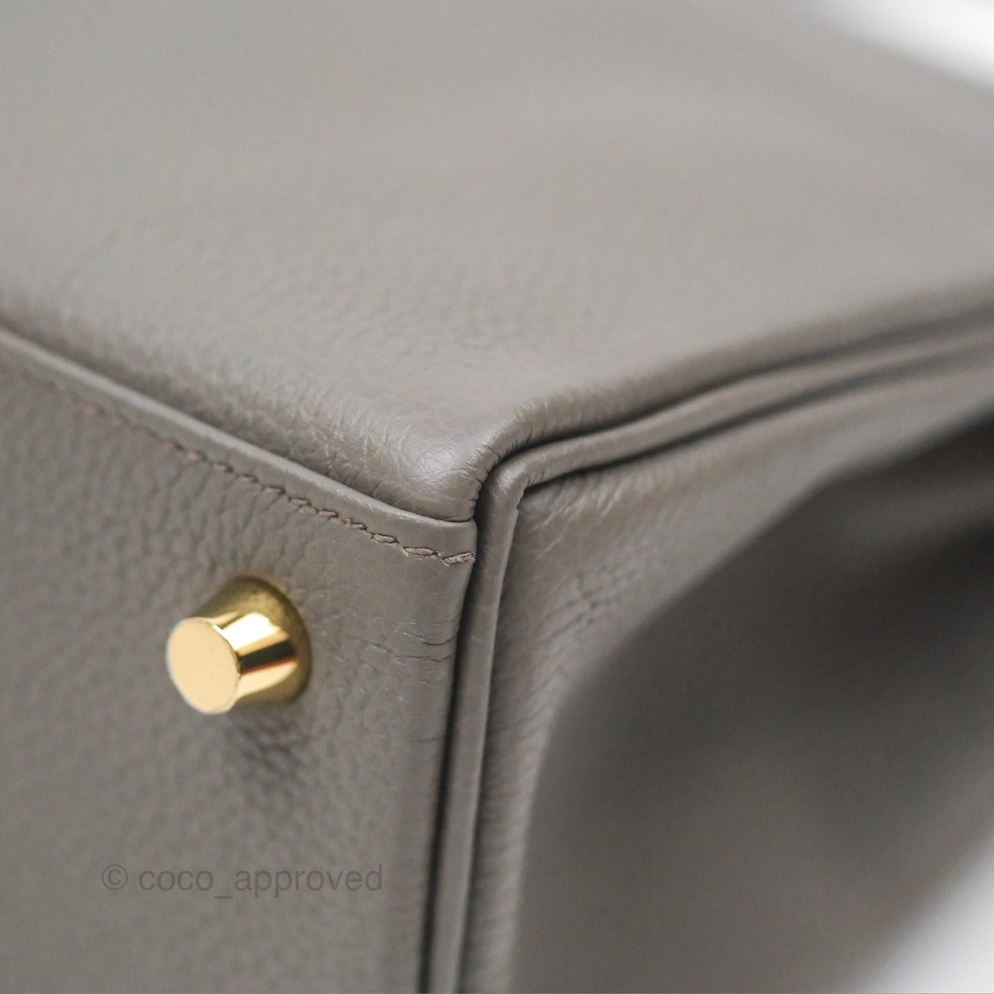 Hermès Kelly 25 Retourne Gris Etain 8F Togo Gold Hardware