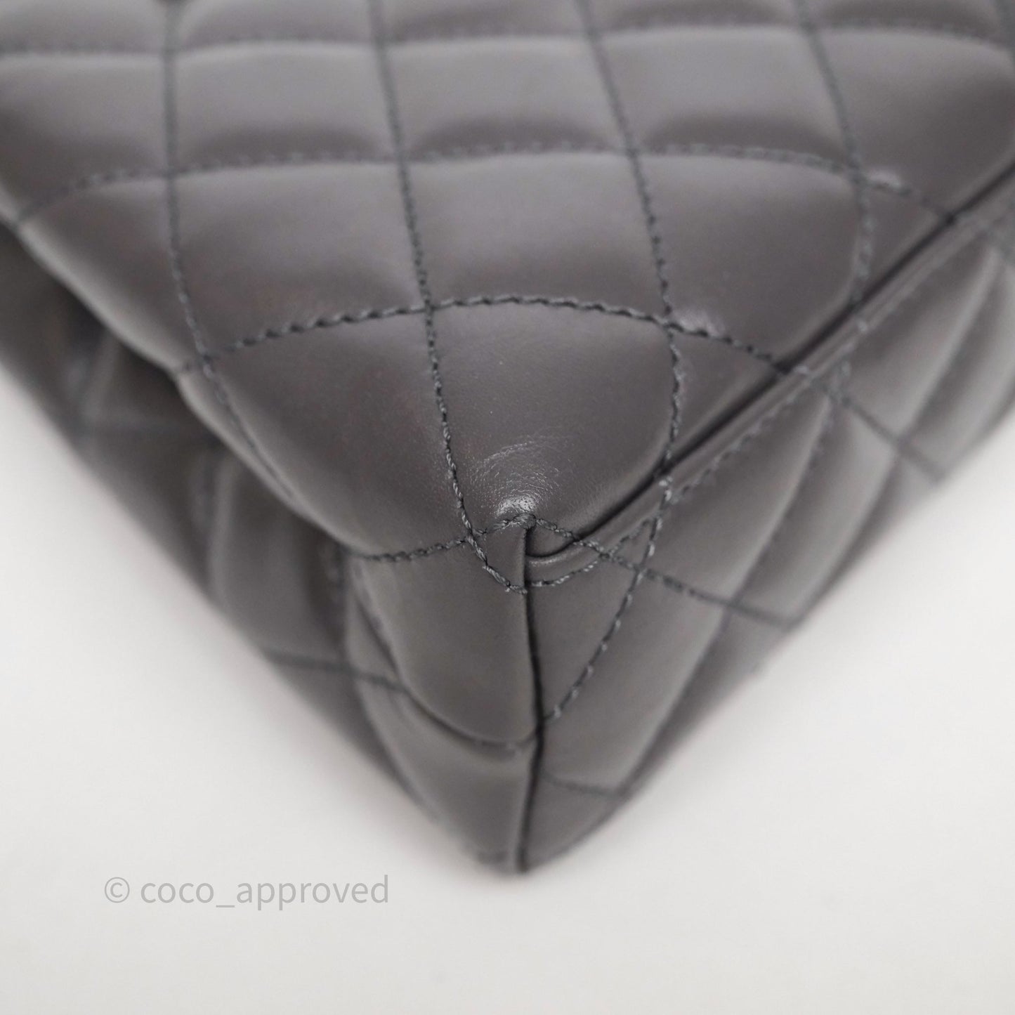 Chanel Kelly Bag Quilted Grey Shiny Crumpled Calfskin Aged Gold Hardware