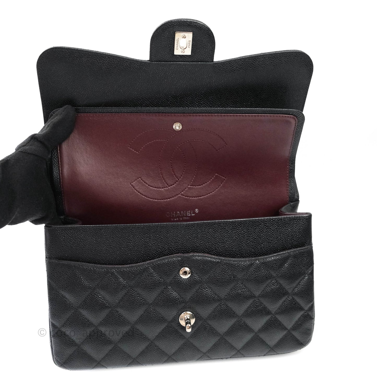 Chanel Jumbo Double Flap Black Caviar Silver Hardware⁣⁣