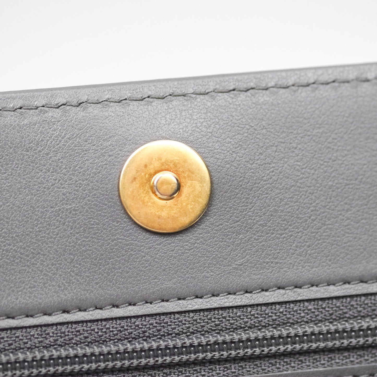 Chanel Quilted Boy Wallet on Chain WOC Grey Caviar Aged Gold Hardware