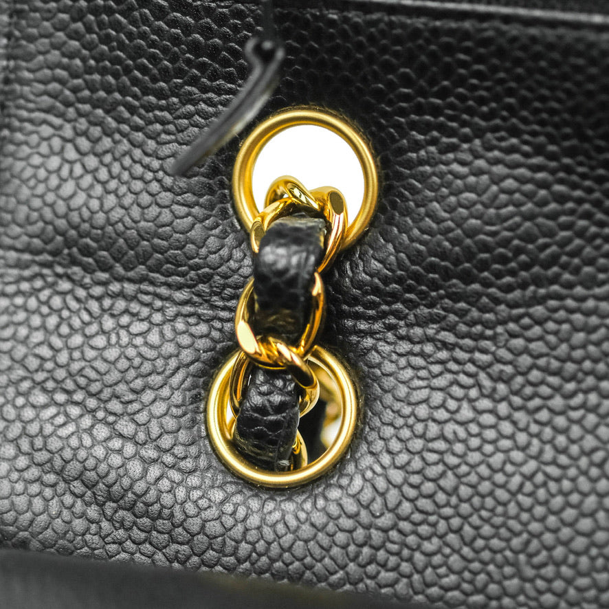 Chanel Classic Double Flap M/L Black Caviar Gold Hardware
