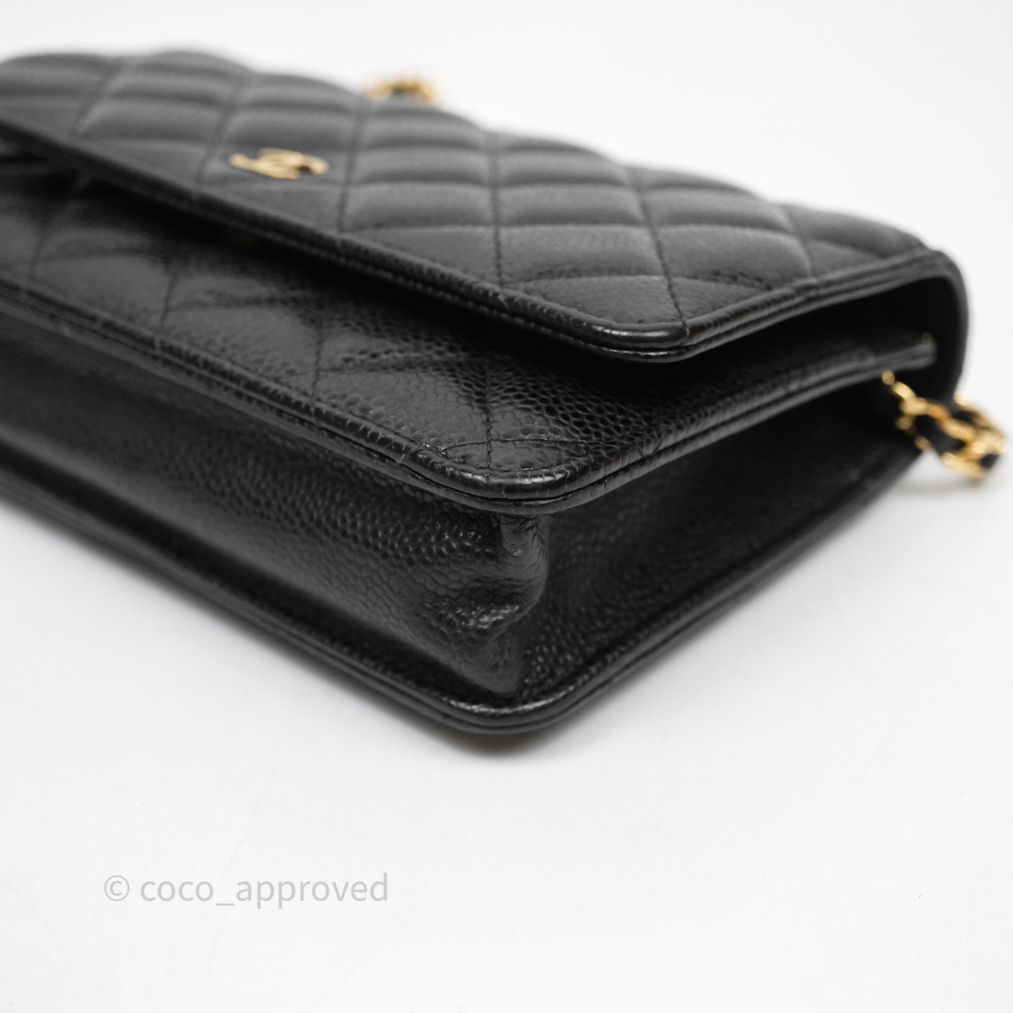 Chanel Classic Wallet On Chain WOC Quilted Black Caviar Gold Hardware