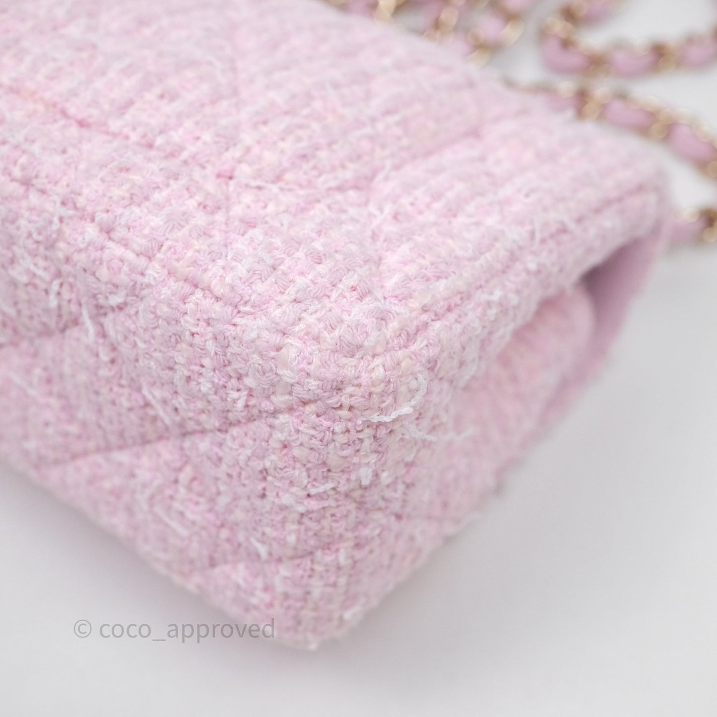 Chanel Classic Mini Rectangular Flap Pink Tweed Gold Hardware