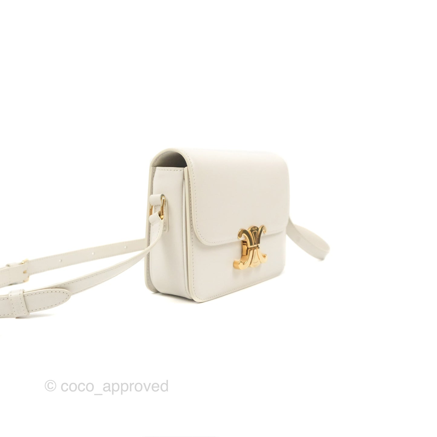 Celine Teen Triomphe Bag Shiny Calfskin White