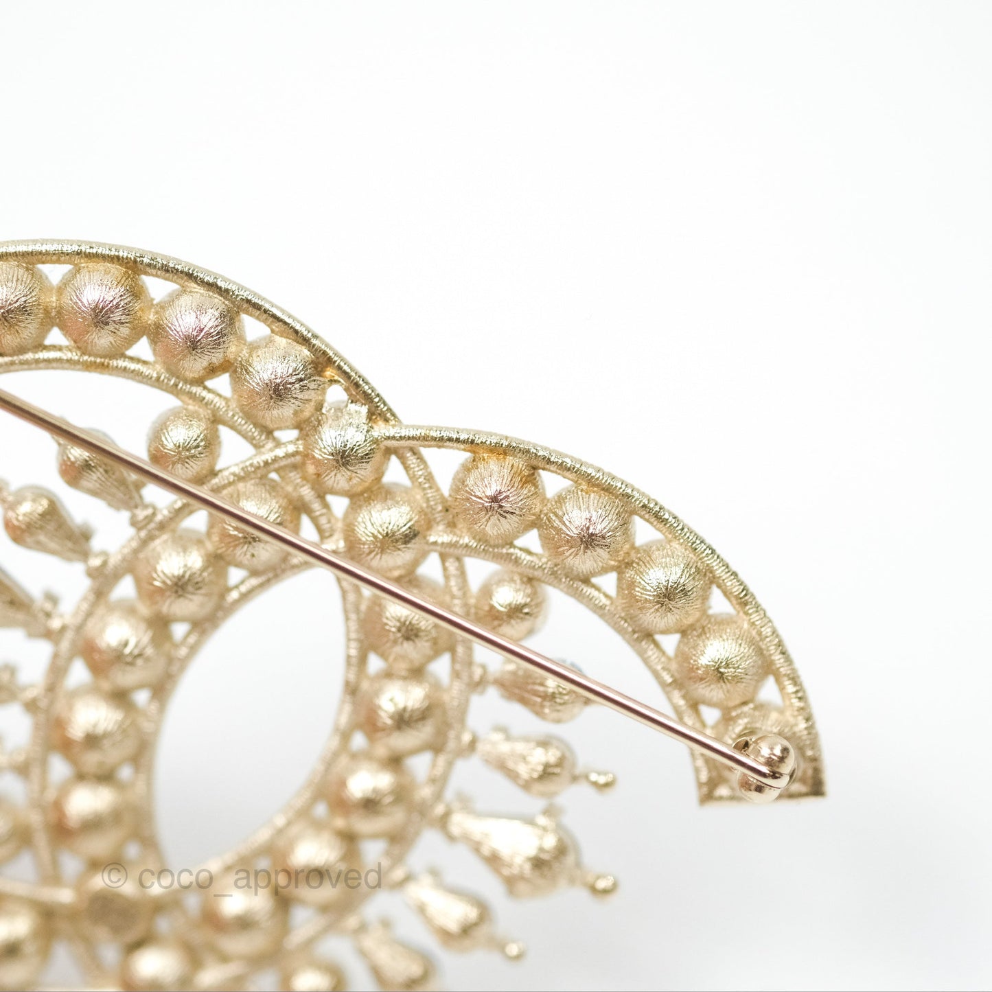 Chanel CC Crystals Brooch Gold Tone 19S