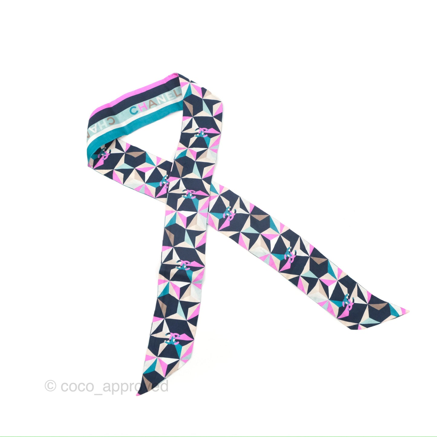Chanel Silk Twilly Navy Purple Teal