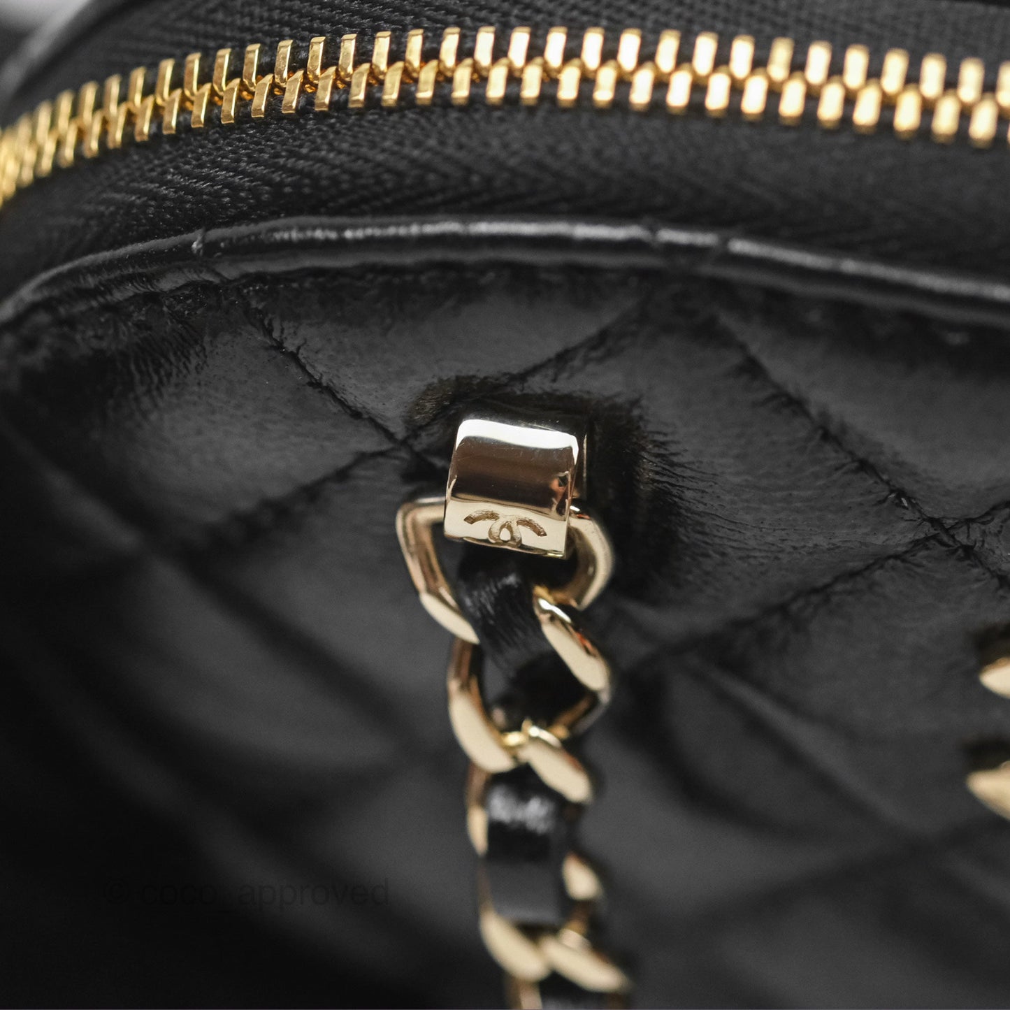Chanel Mini Handle Clutch with Chain Black Shiny Lambskin Gold Hardware