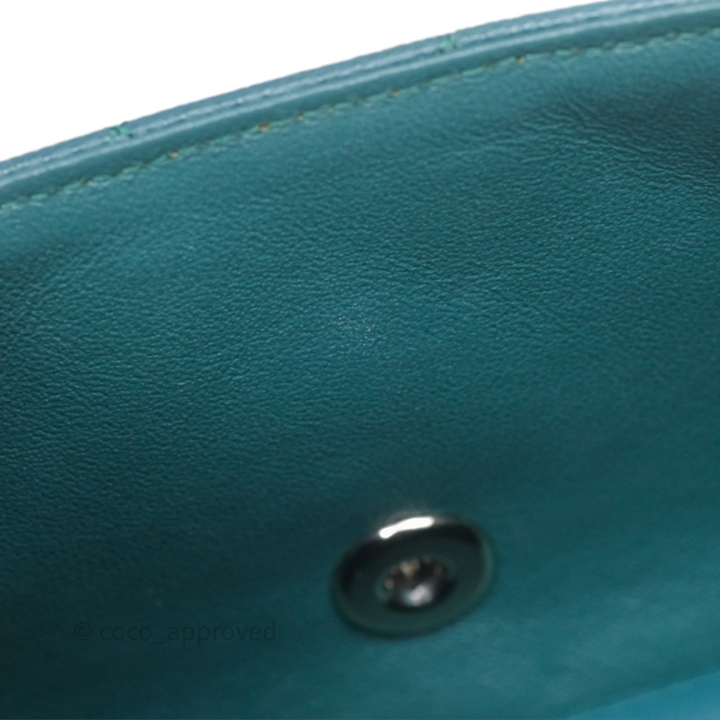 Chanel Quilted Mini Rectangular Green Caviar Silver Hardware