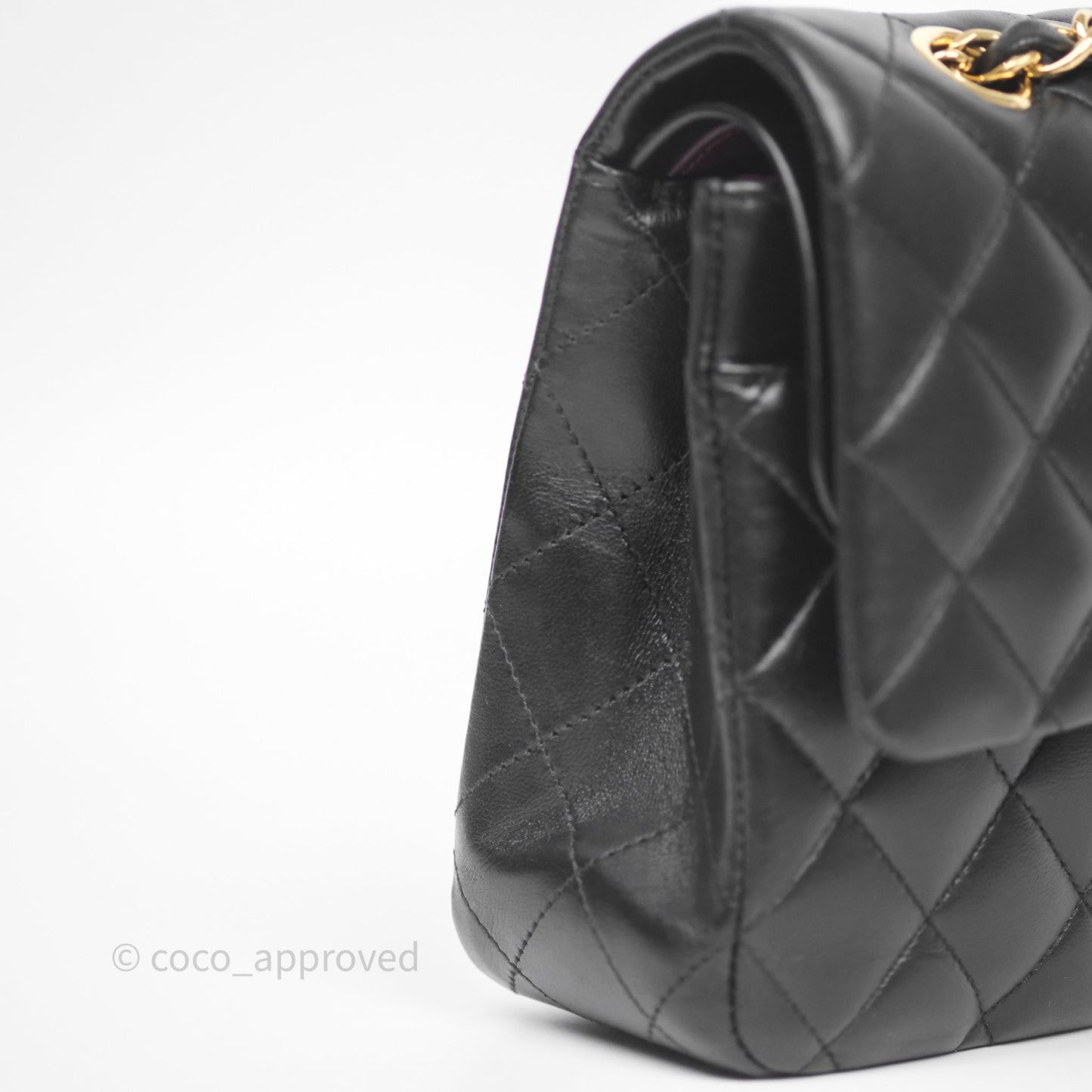 Chanel Classic M/L Medium Flap Quilted Black Lambskin Gold Hardware