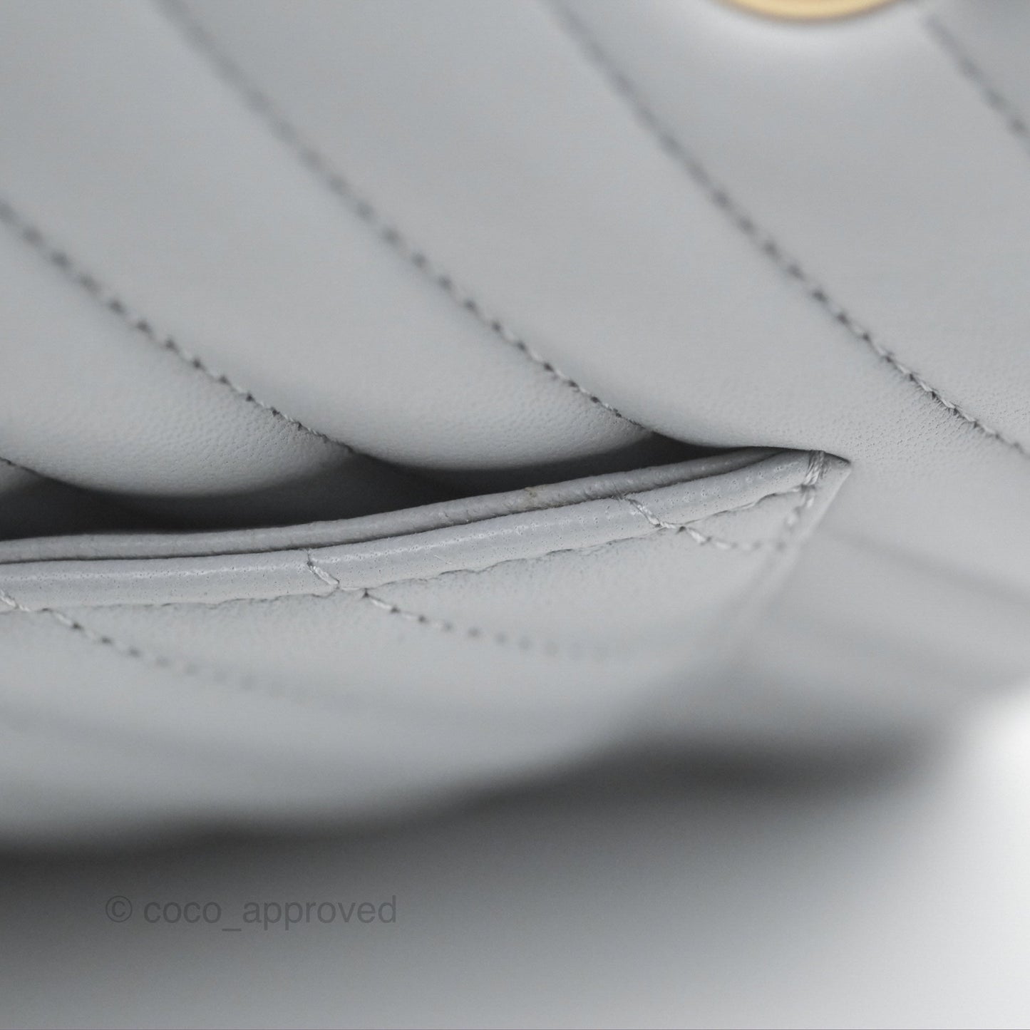 Chanel Small Classic Chevron Flap Grey Lambskin Gold Hardware