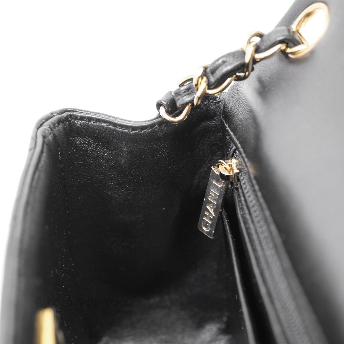 Chanel Mini Square Quilted Black Lambskin Gold Hardware