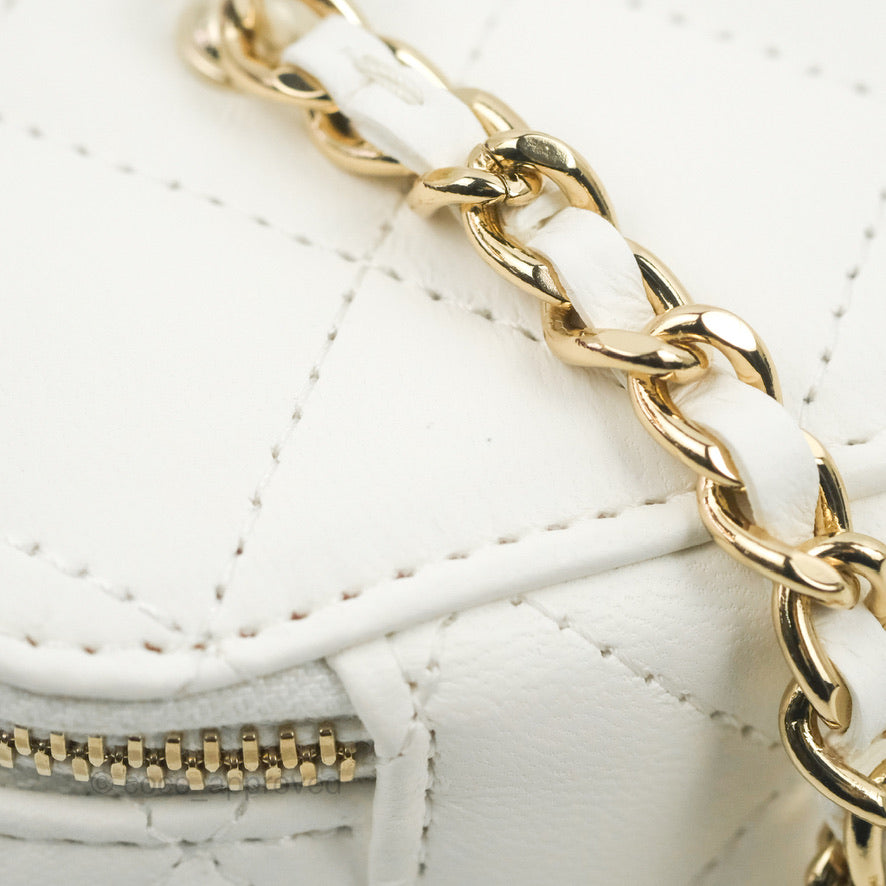 Chanel Ball Crush Vanity with Chain White Lambskin Gold Hardware