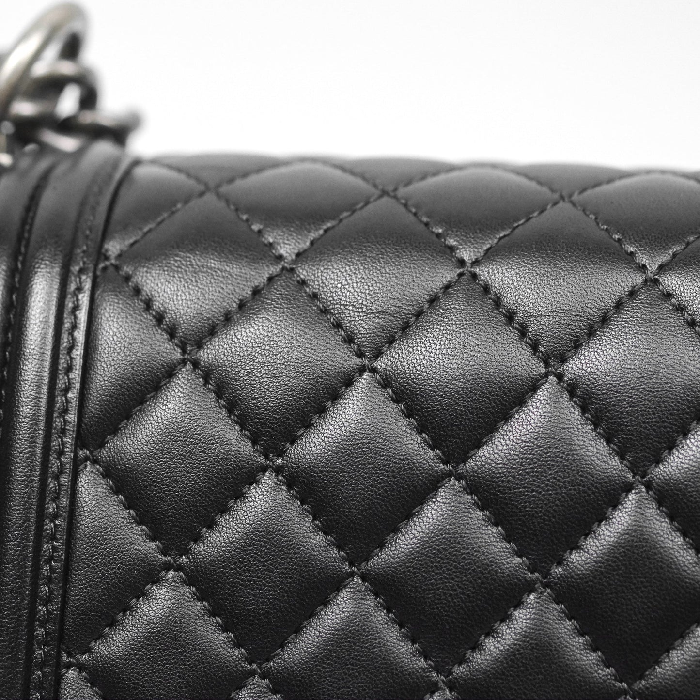 Chanel Quilted New Medium Boy Black Lambskin Ruthenium Hardware