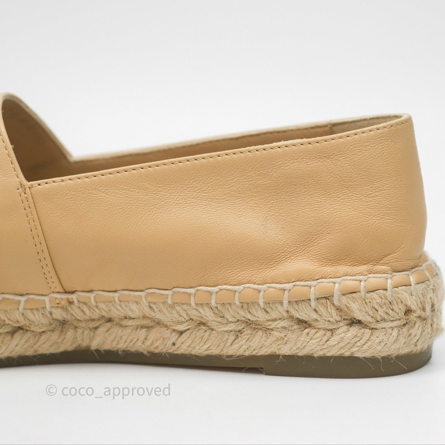 Chanel CC Espadrilles Beige Black Lambskin Size 38