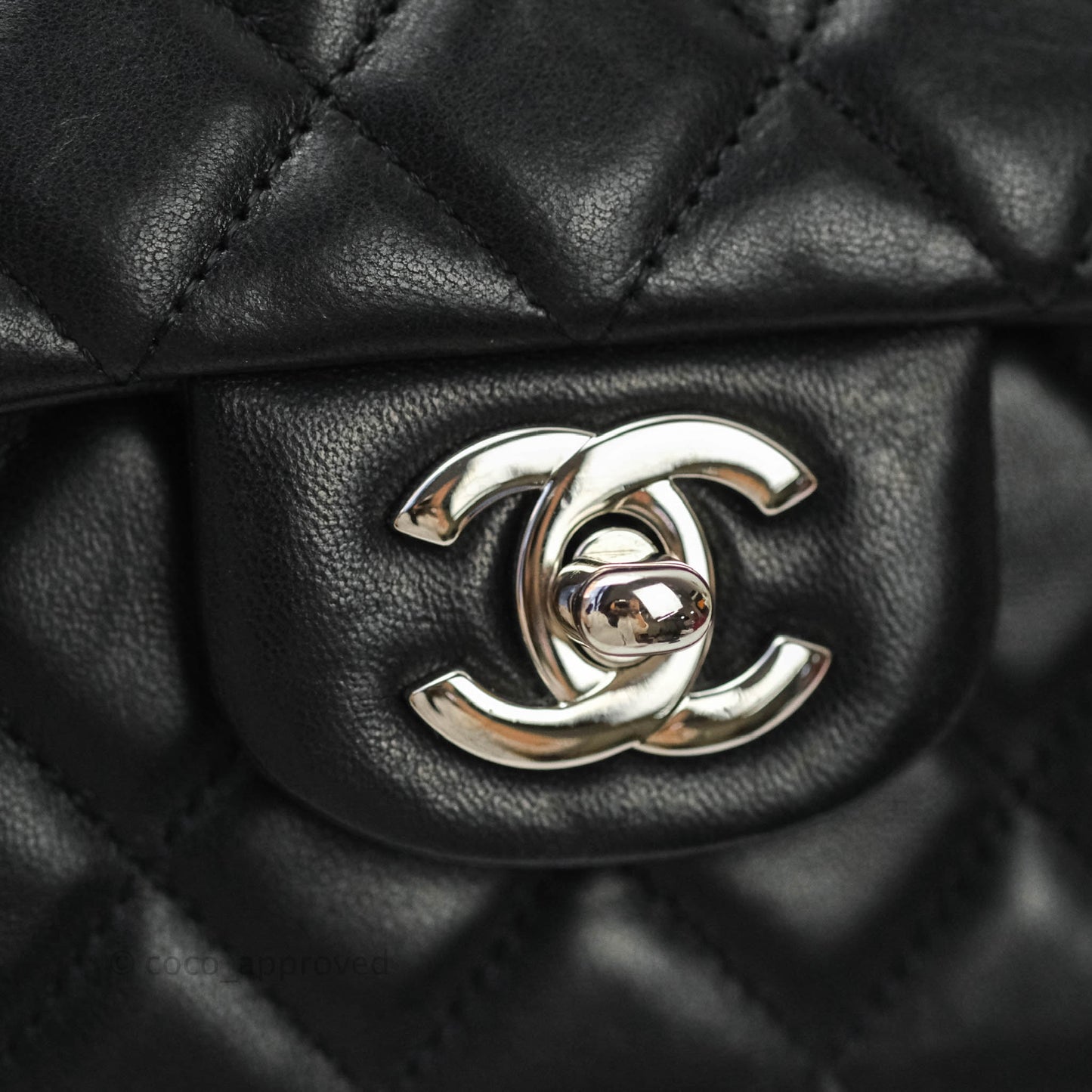 Chanel Classic M/L Medium Flap Bag Valentine Limited Edition Black Lambskin Silver Hardware