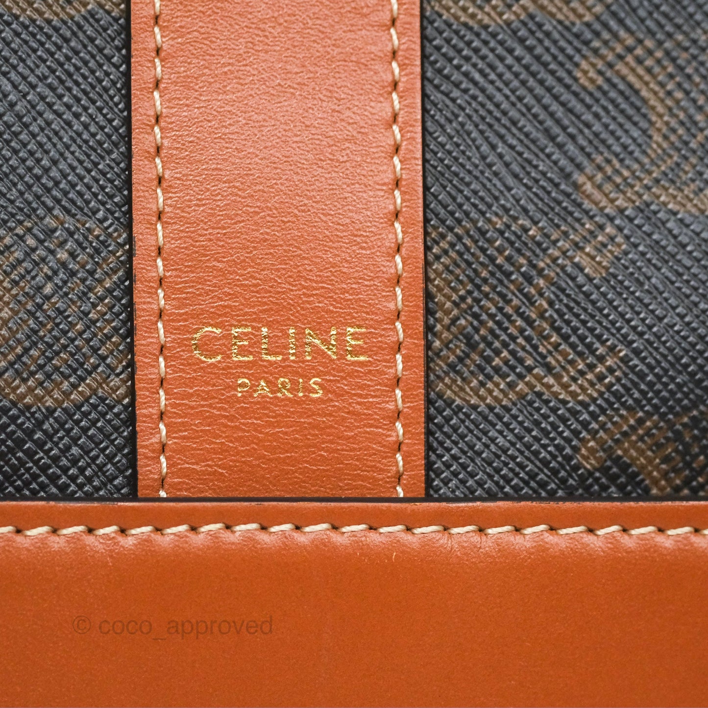 Celine Small Bucket Triomphe Canvas Tan Calfskin