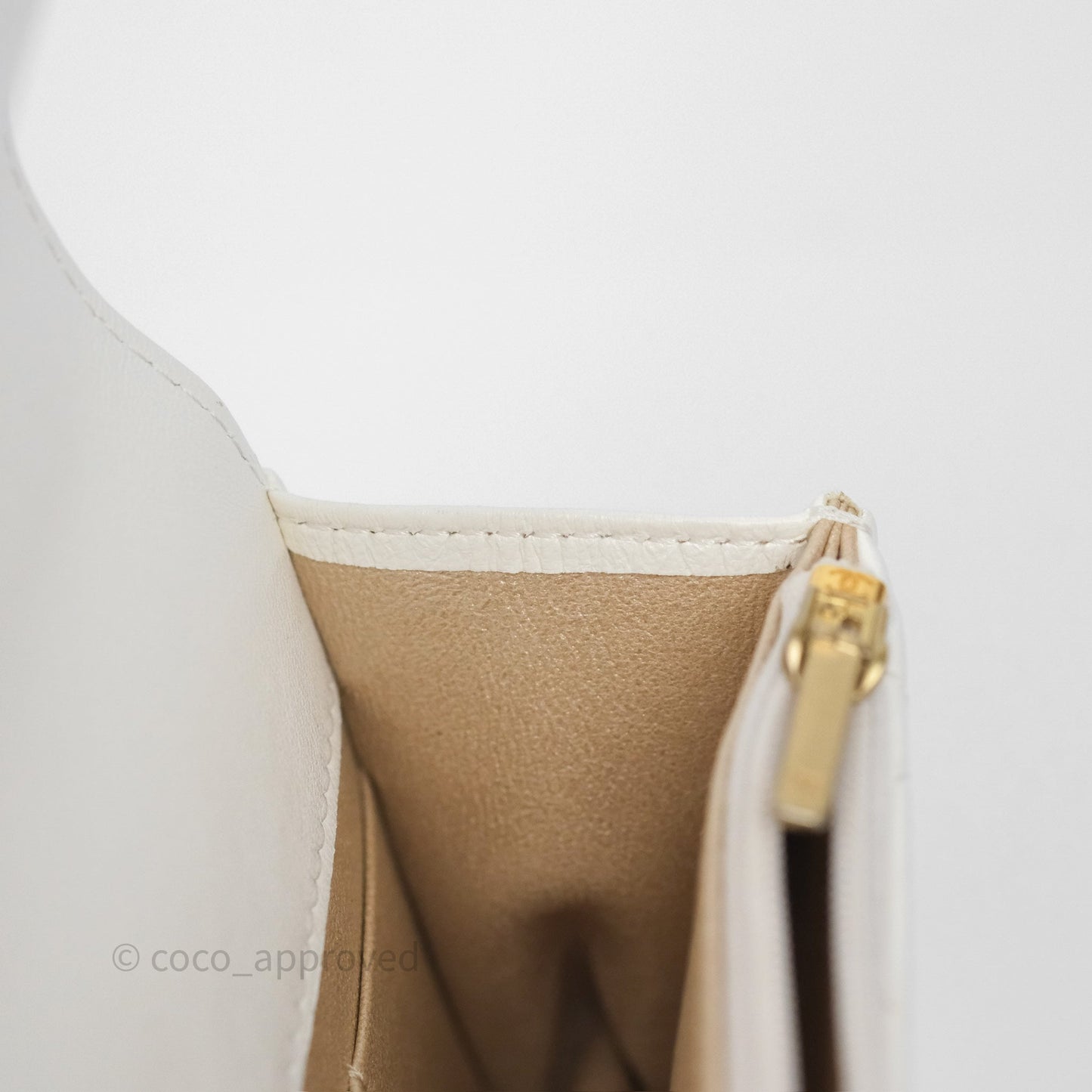 Chanel Dynasty Phone Holder with Chain White Ivory Lambskin Aged Gold Hardware