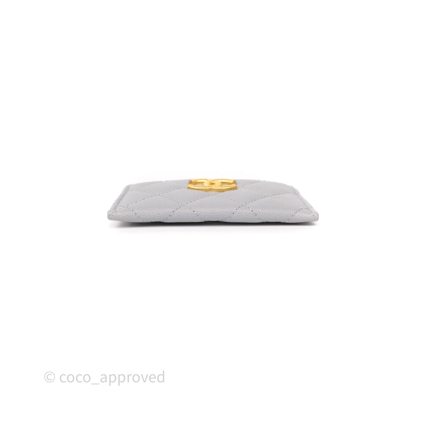 Chanel Card Holder Grey Caviar Gold Hardware