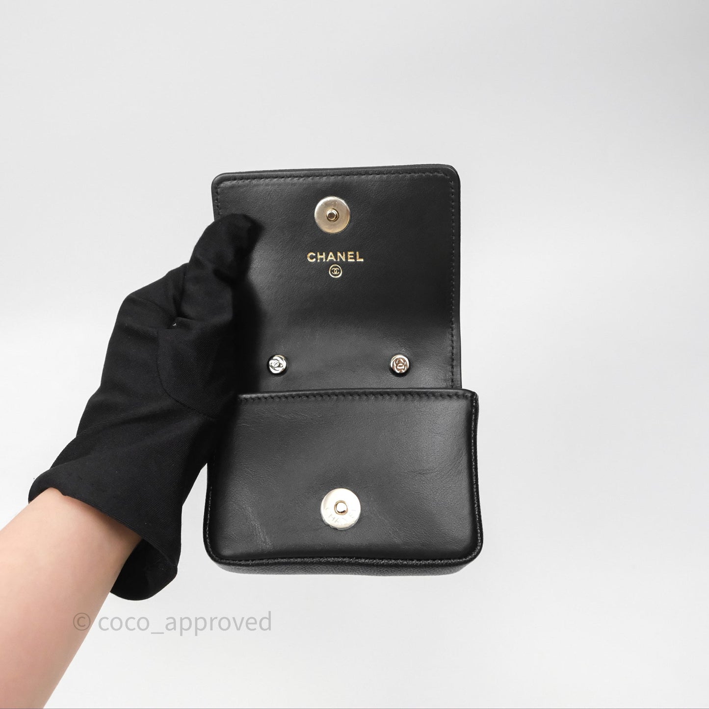 Chanel Chevron Mini Boy Belt Bag Black Caviar Gold Hardware