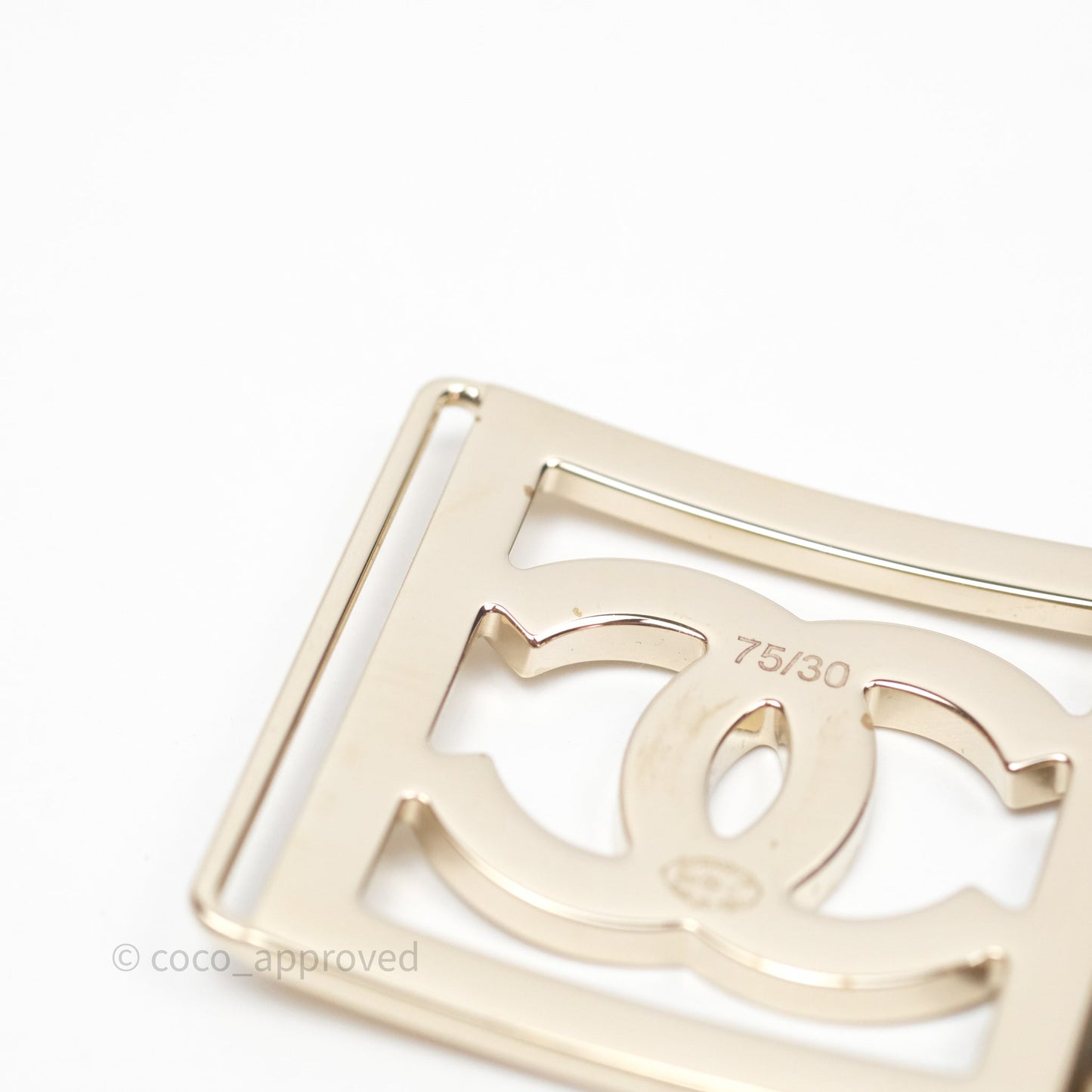 Chanel Square CC Belt Black Gold Hardware Size 75 23C