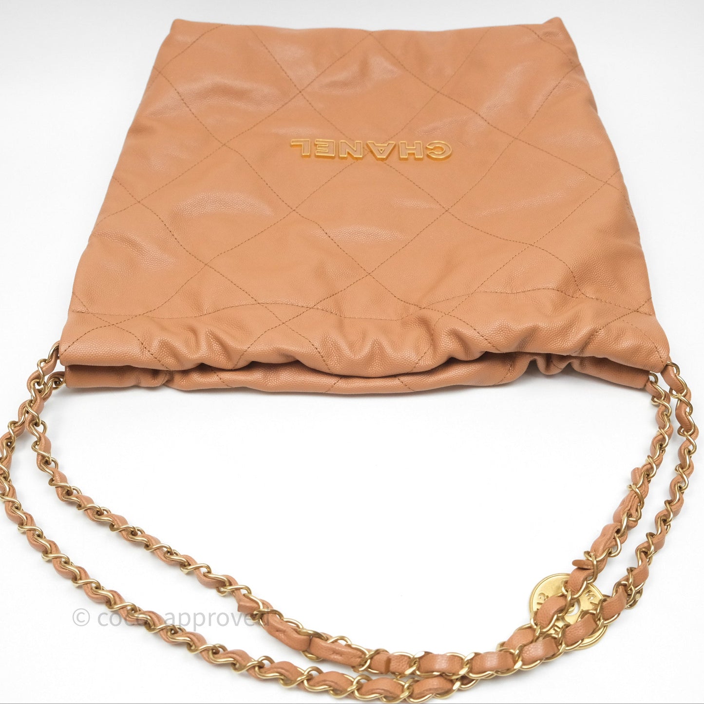 Chanel 22 Small Beige Caviar Aged Gold Hardware