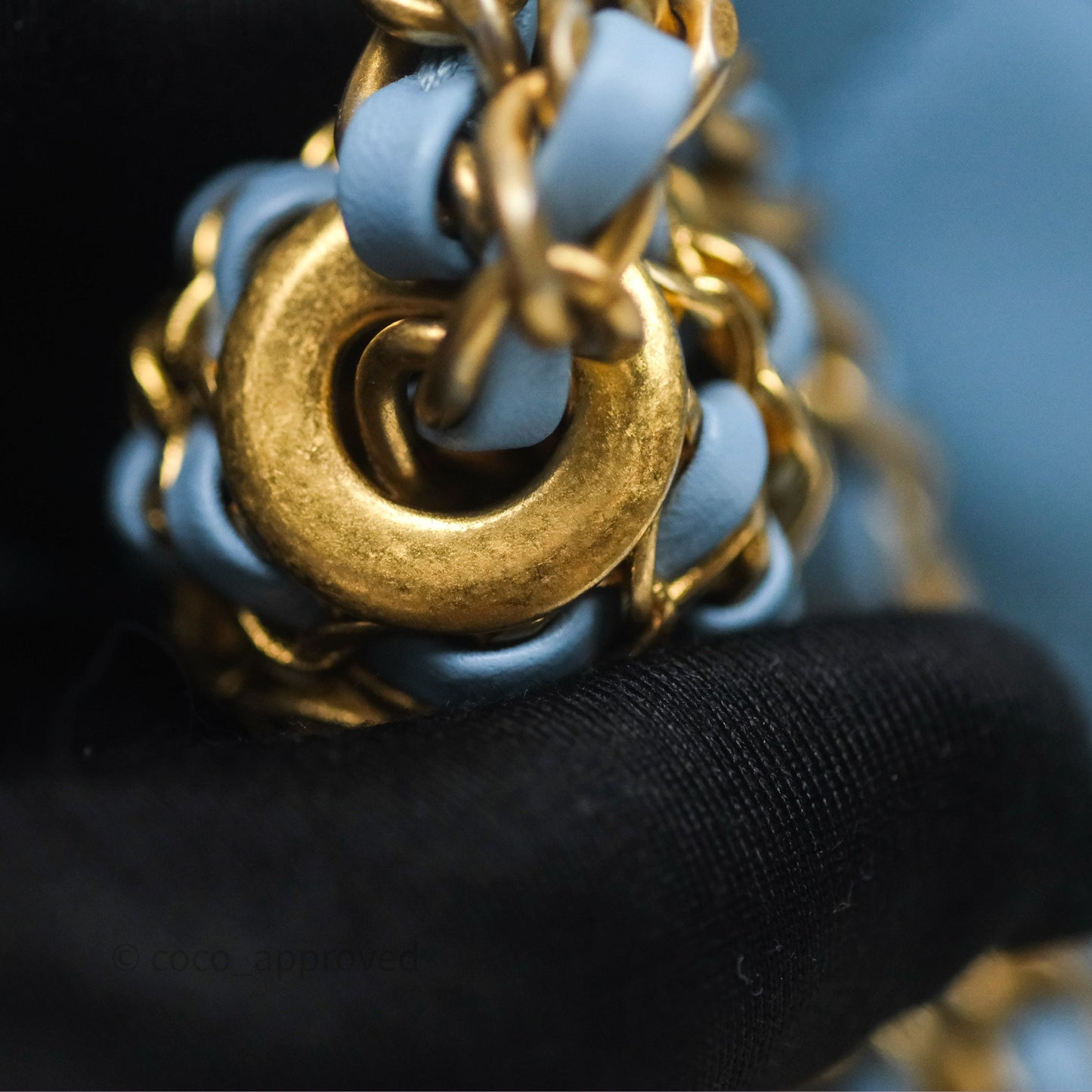 Chanel Mini Rectangular Pearl Crush Quilted Blue Lambskin Aged Gold Hardware