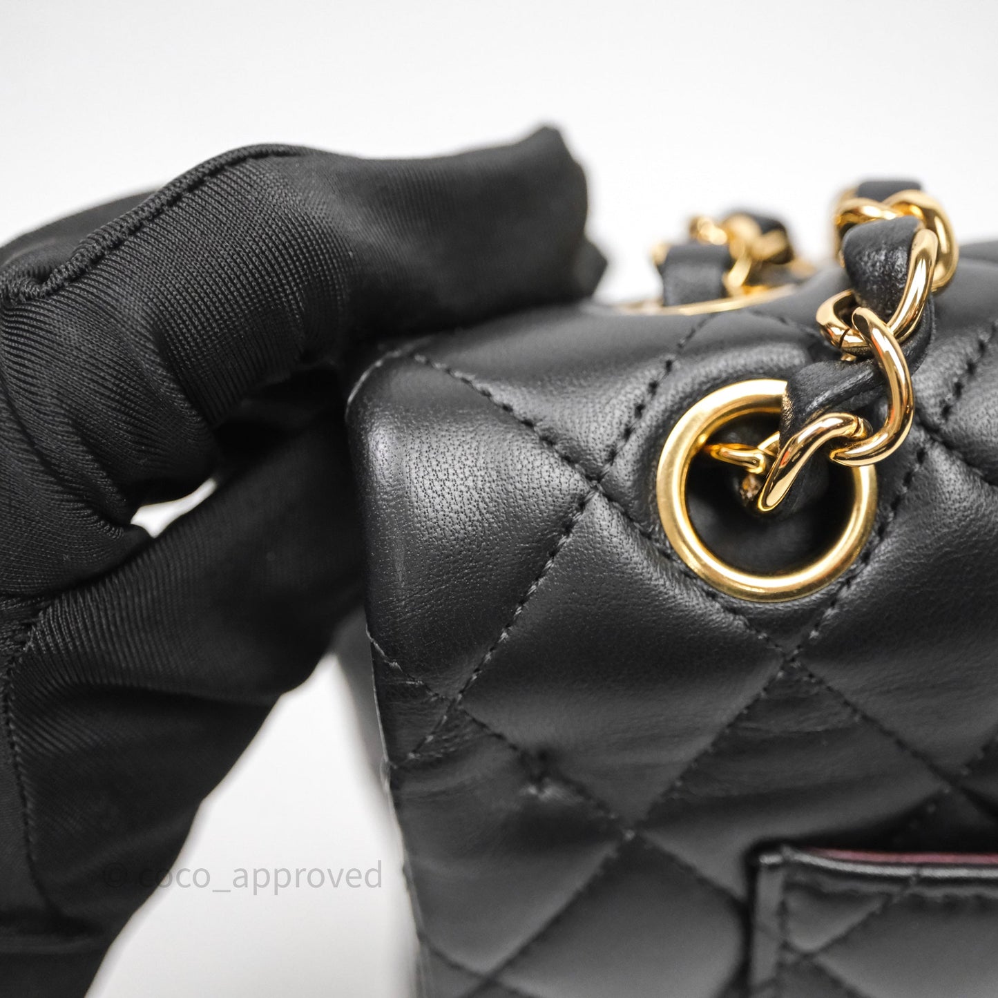 Chanel Small Classic Flap Quilted Black Lambskin Gold Hardware