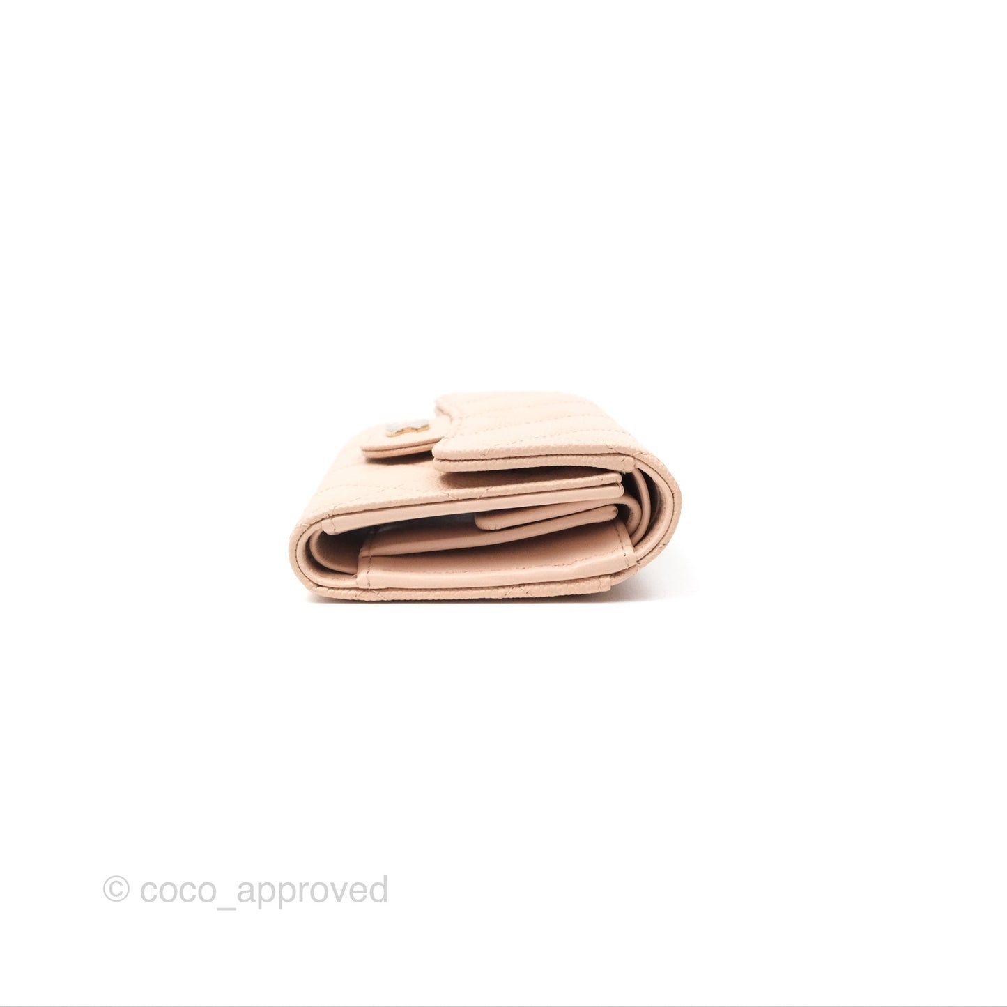 Chanel Classic Short Flap Wallet Beige Pink Caviar Gold Hardware