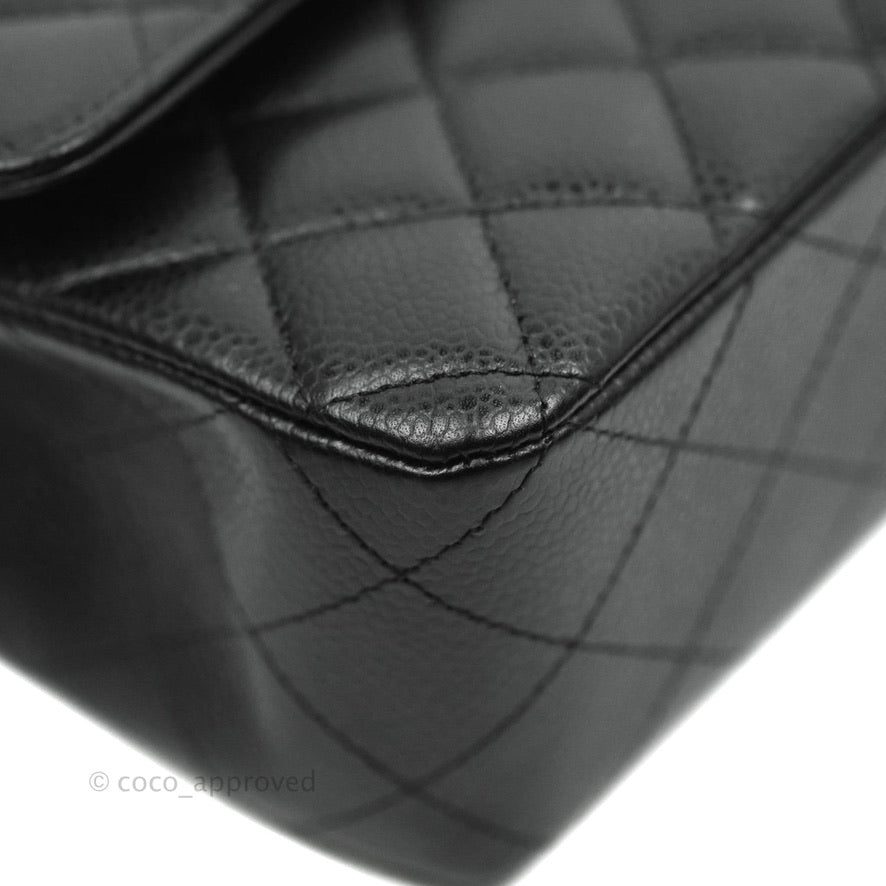 Chanel Classic Double Flap M/L Black Caviar Gold Hardware