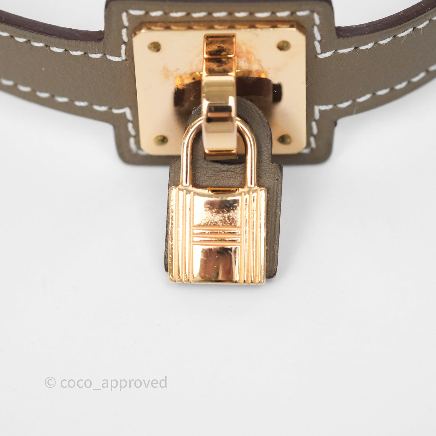 Hermès O'Kelly Double Tour Bracelet Etoupe 18 Swift Rose Gold Hardware
